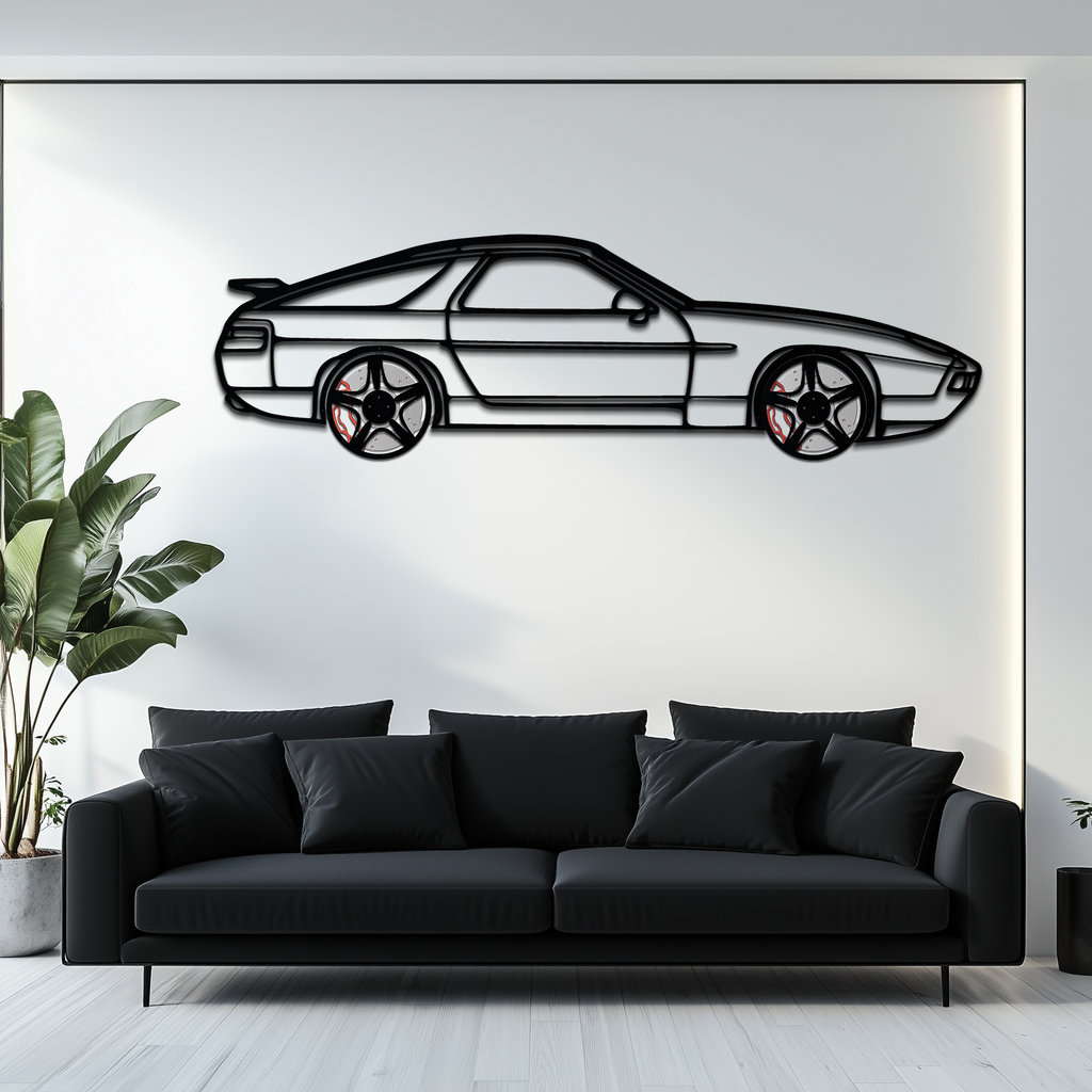 Porsche 928 GTS Silhouette Metal Wall Art – Classic Grand Tourer Decor with Rotating Wheels-KAFMEKA062