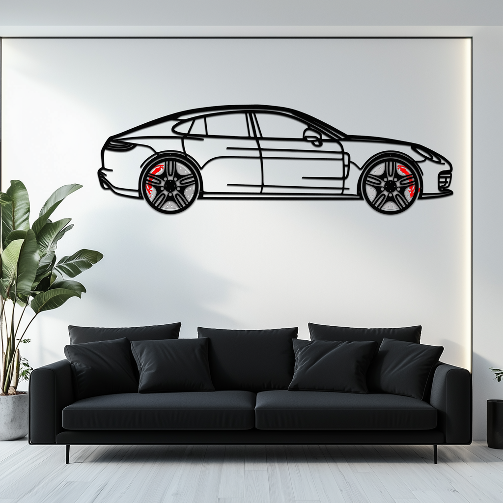 Porsche Taycan Turbo Cross Metal Wall Art – Electric Performance Silhouette with Rotating Wheels-KAFMEKA067
