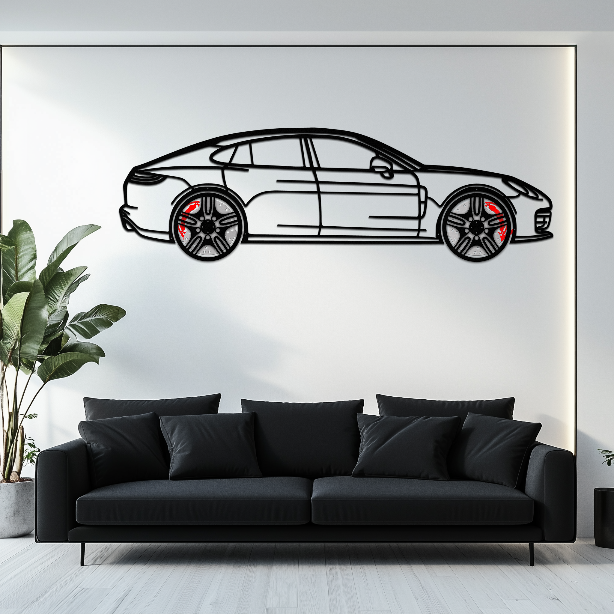 Porsche Taycan Turbo Cross Metal Wall Art – Electric Performance Silhouette with Rotating Wheels-KAFMEKA067