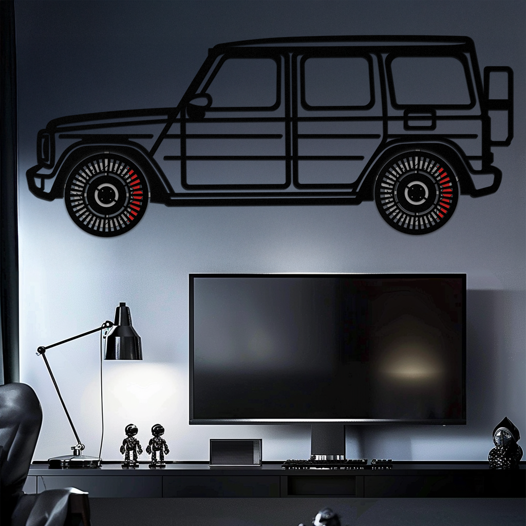 Mercedes G-Class Metal Wall Art – Luxury SUV Silhouette with Rotating Wheels 🚙✨KAFMEKA069