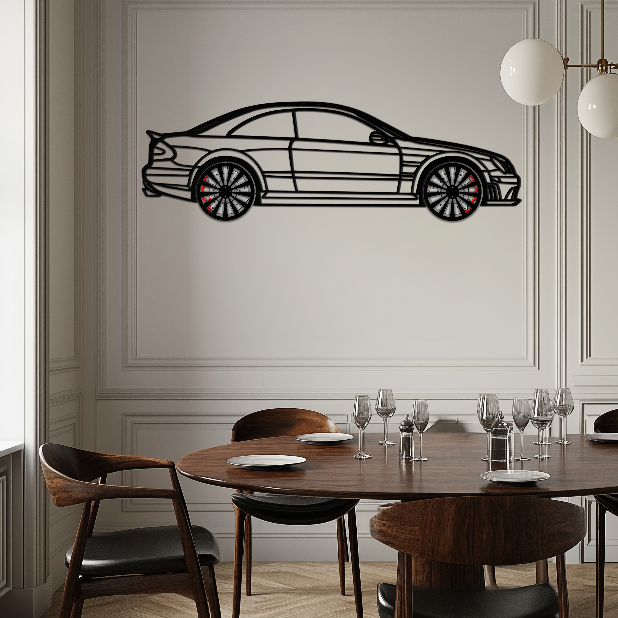 Mercedes CLK63 Metal Wall Art – Spinning Wheel Garage Decor for Car Enthusiasts - KAFMEKA076