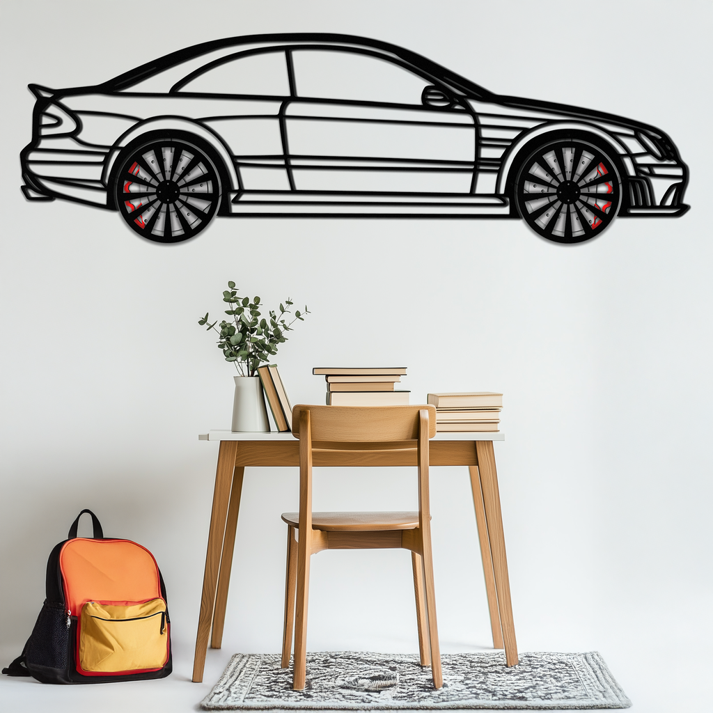 Mercedes CLK63 Metal Wall Art – Spinning Wheel Garage Decor for Car Enthusiasts - KAFMEKA076