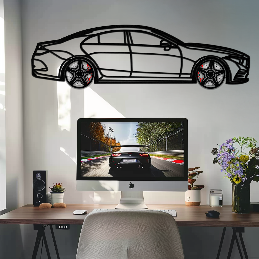 Mercedes CLS Metal Car Wall Art – Rotating Wheels • Luxury Automotive Decor Gift - KAFMEKA077