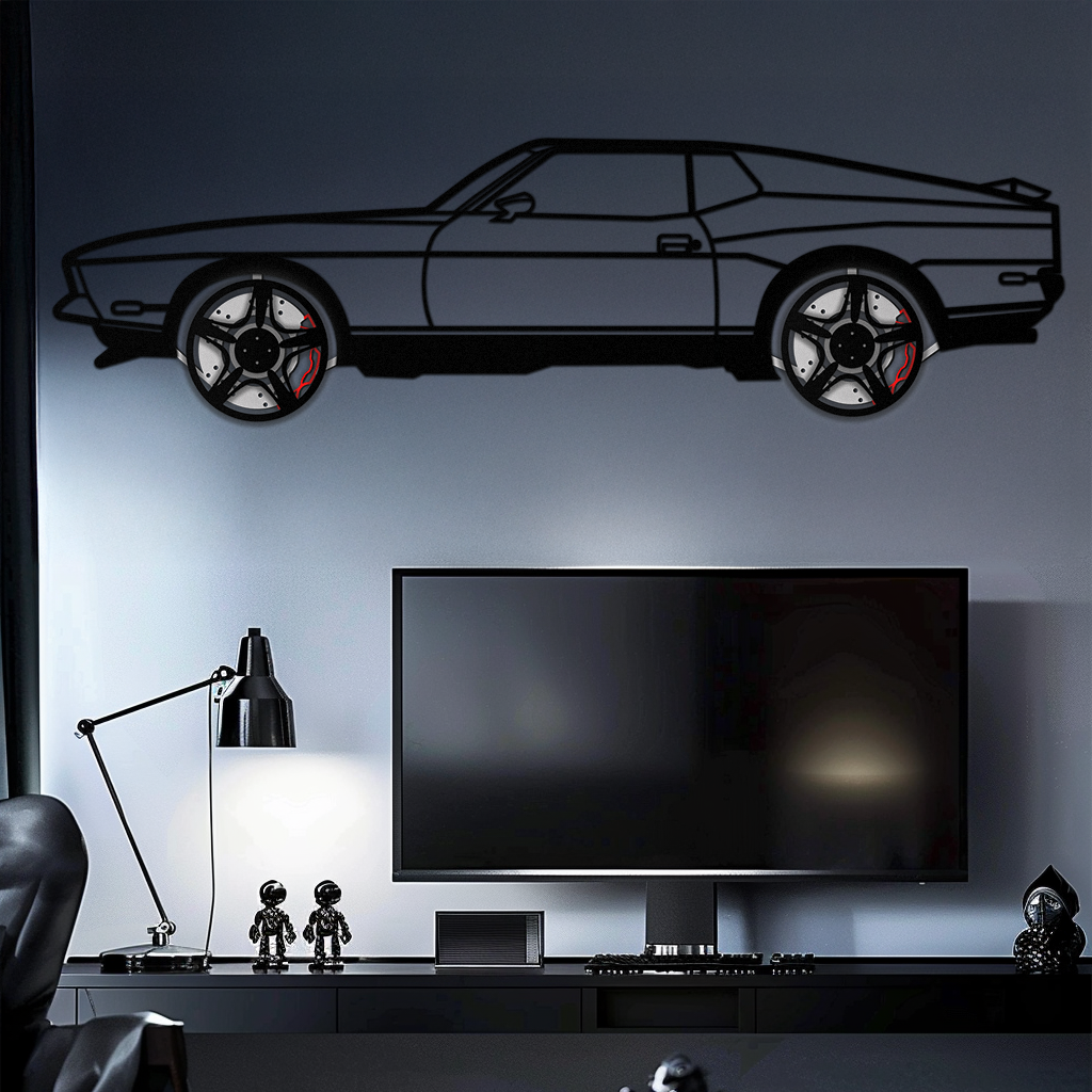 Ford Mustang 1971 Metal Car Wall Art – Rotating Wheels Classic Muscle Car Decor, Garage & Office Gift-KAFMEKA086