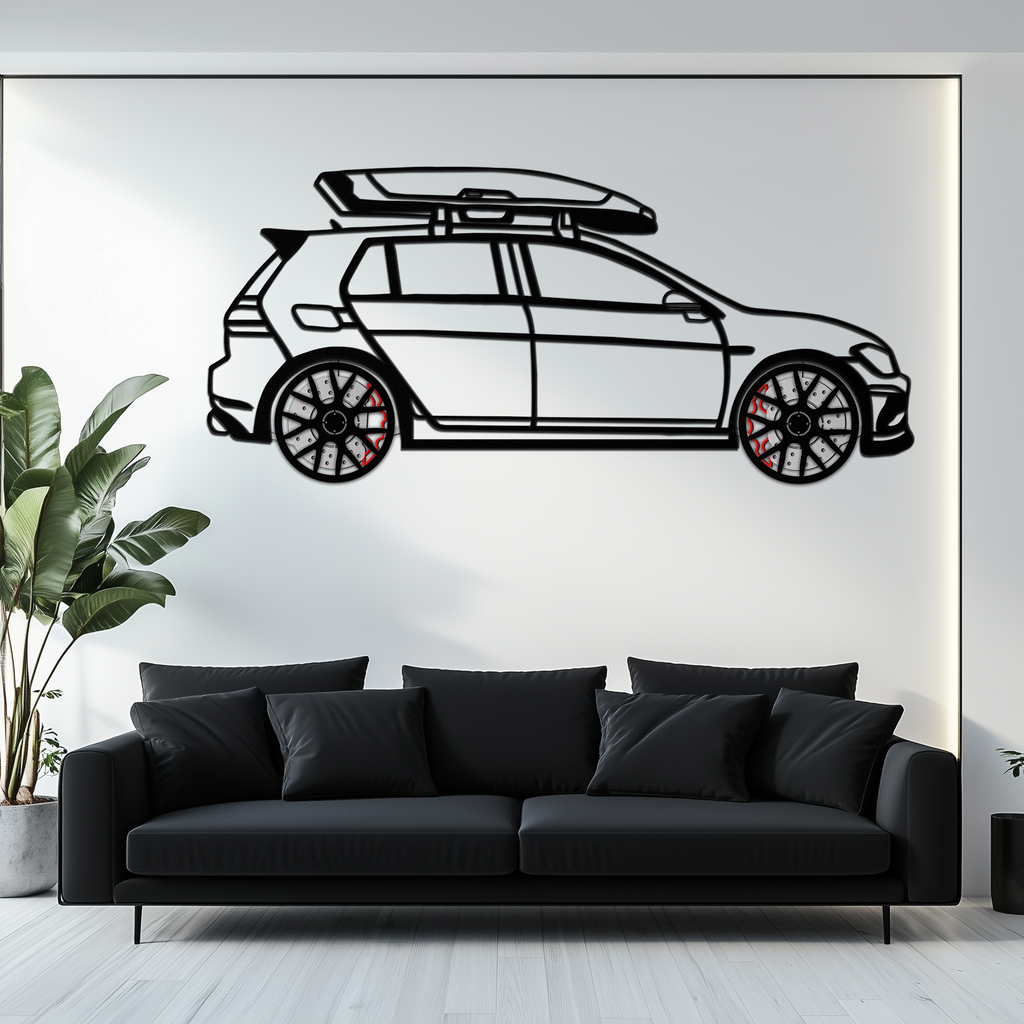 Volkswagen Golf R Spectrum Metal Wall Art – Rotating Wheels Car Silhouette Wall Decor, Unique Gift for Car Lovers-KAFMEKA090