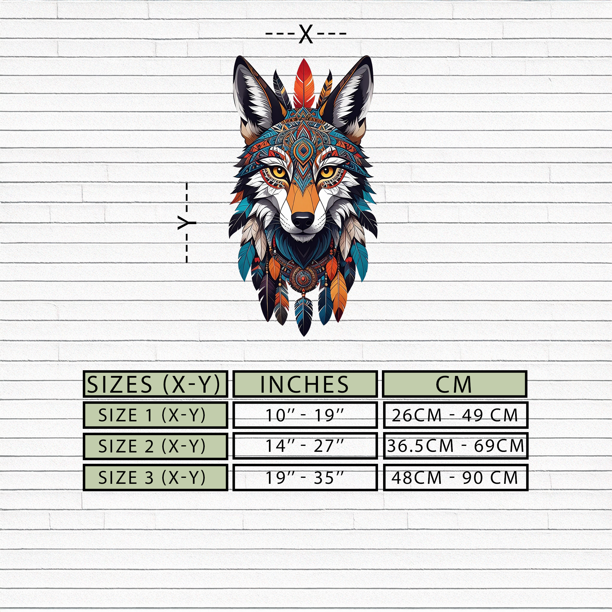 Colorful Tribal Wolf Metal Wall Art – Spirit Animal UV Decor-KAFUVM002