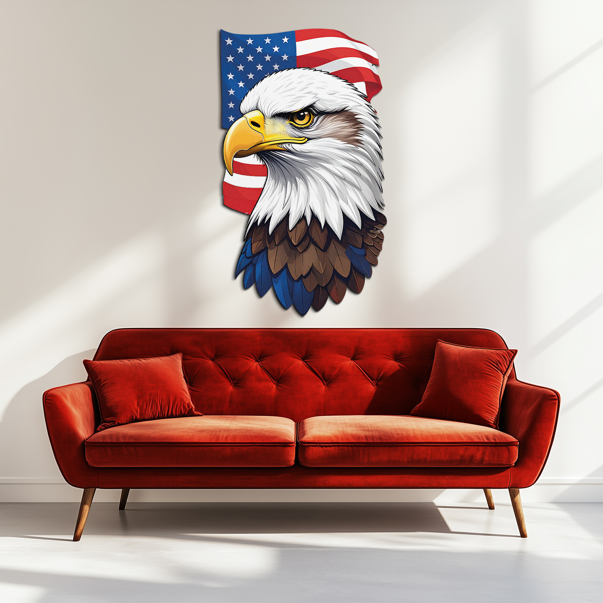American Eagle Metal Wall Art – Patriotic UV Printed Decor-KAFUVM003
