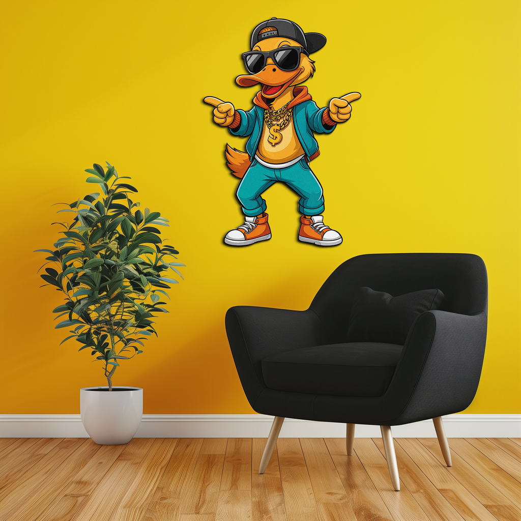 Hip Hop Duck Metal Wall Art – Funny UV Printed Urban Decor-KAFUVM004
