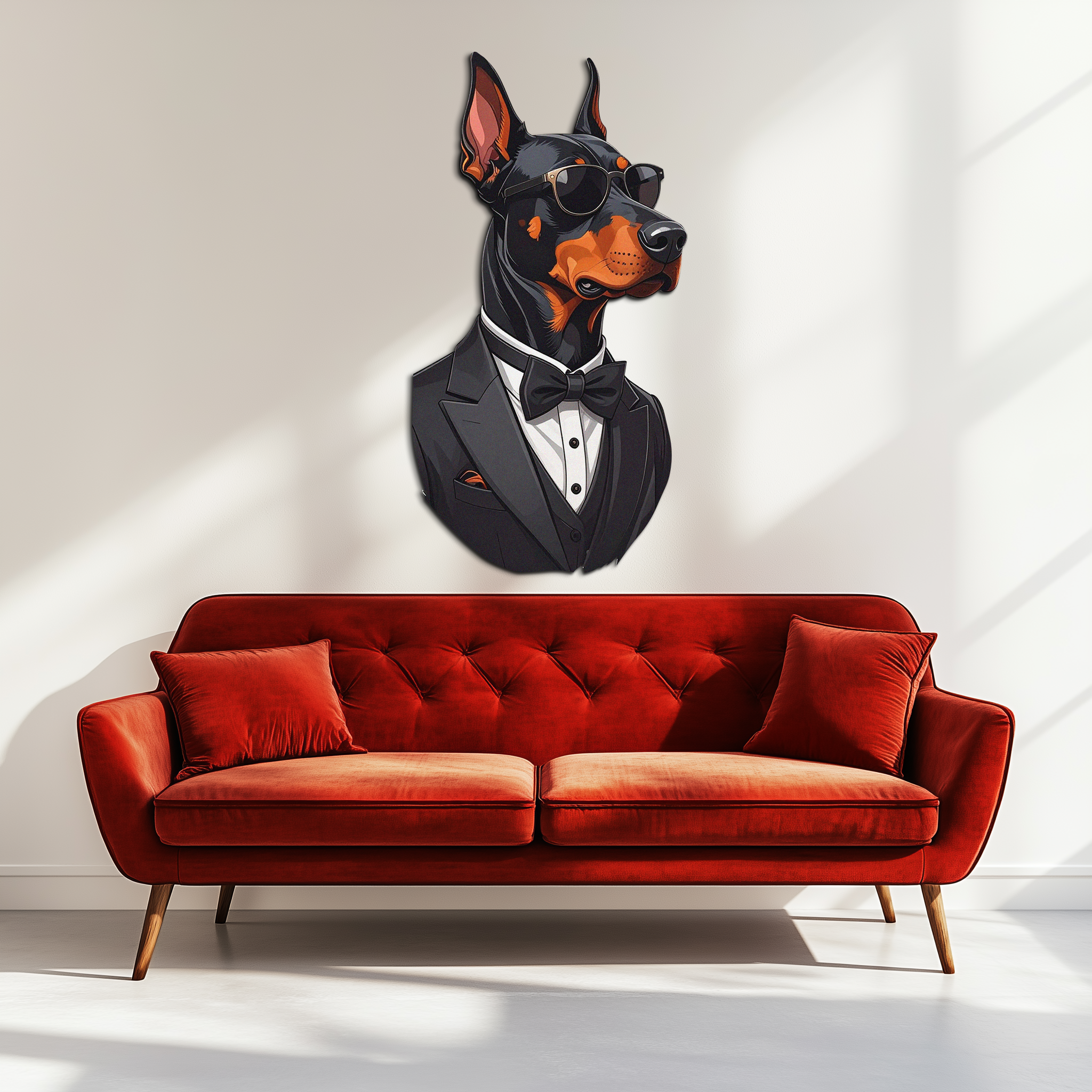 Gentleman Doberman Metal Wall Art – Cool Dog UV Decor-KAFUVM005