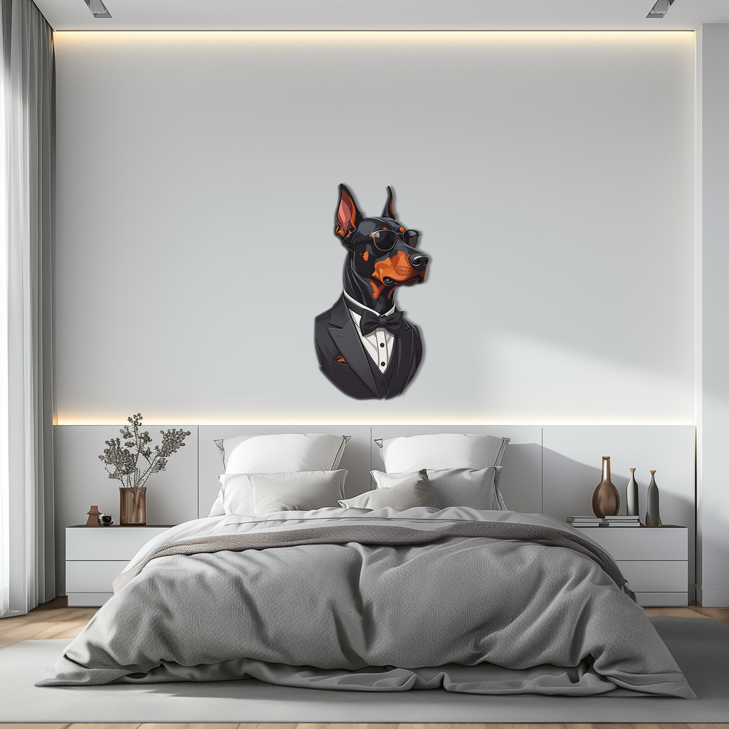 Gentleman Doberman Metal Wall Art – Cool Dog UV Decor-KAFUVM005