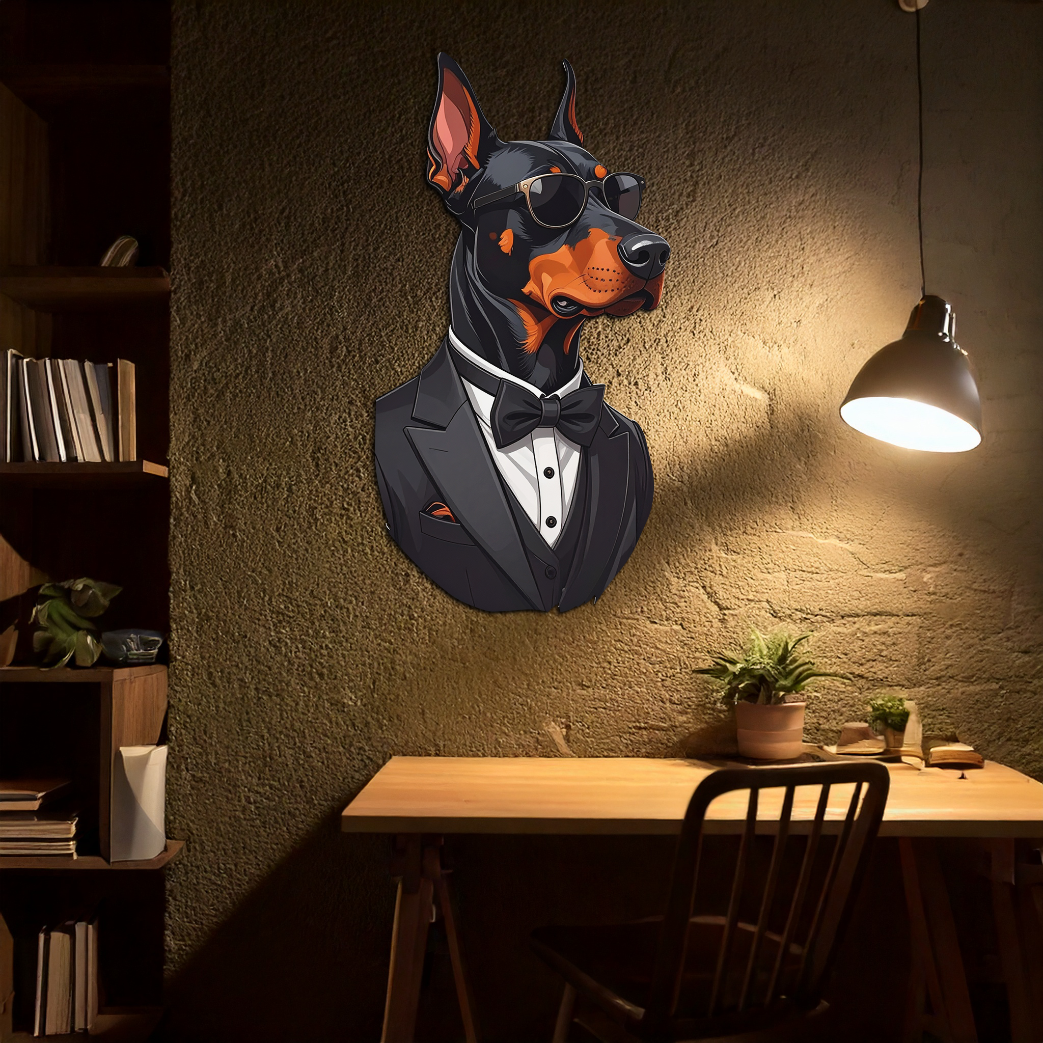 Gentleman Doberman Metal Wall Art – Cool Dog UV Decor-KAFUVM005