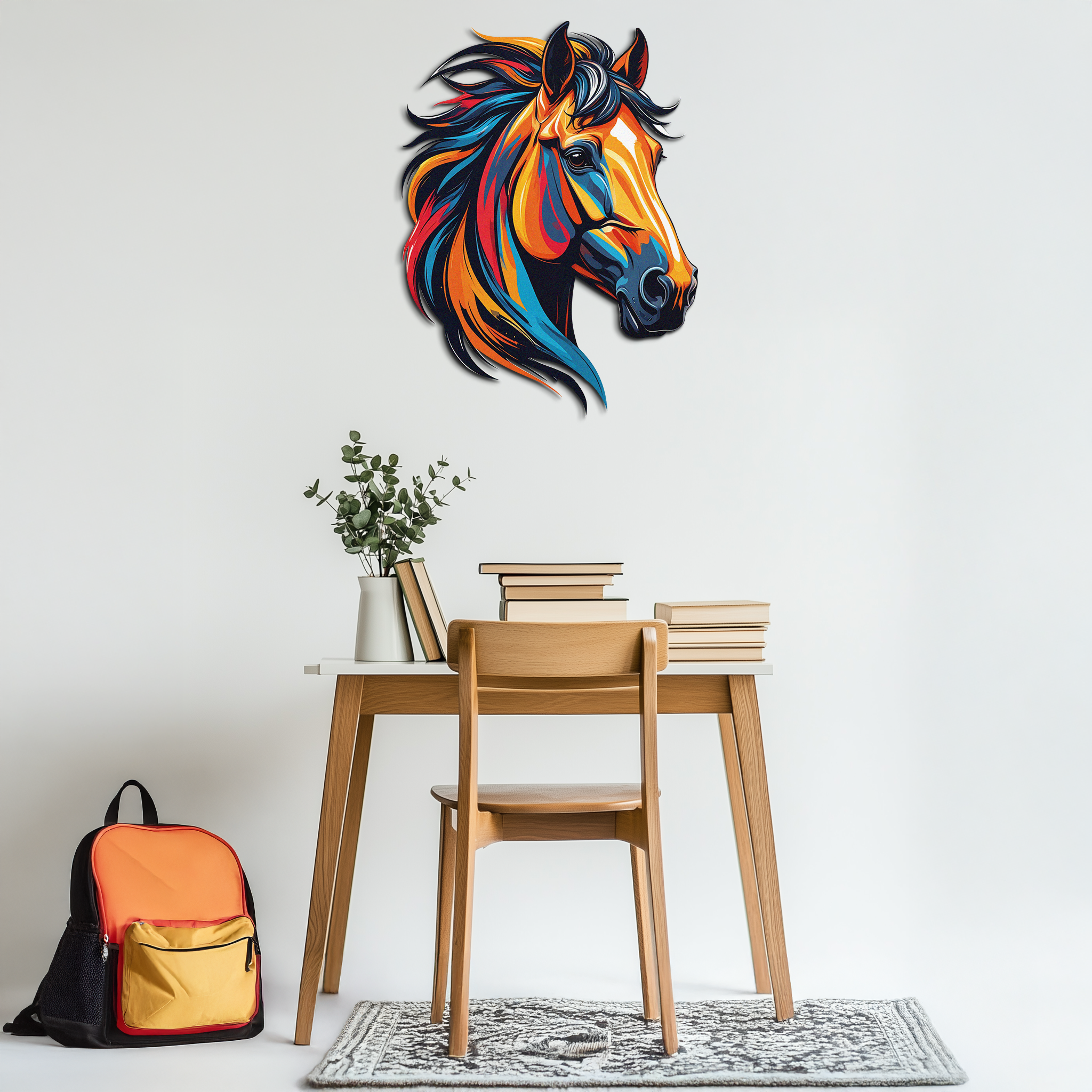 Colorful Horse Head Metal Wall Art – Vibrant UV Printed Decor-KAFUVM015