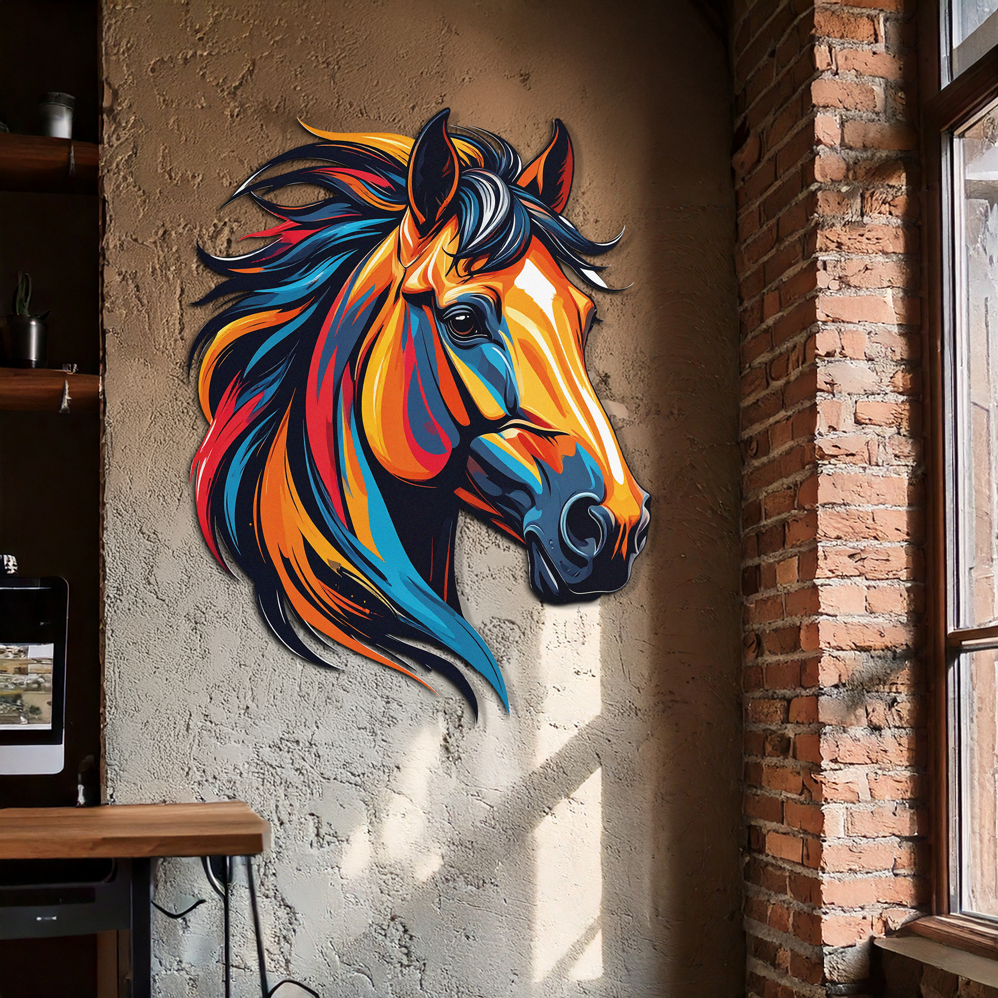 Colorful Horse Head Metal Wall Art – Vibrant UV Printed Decor-KAFUVM015