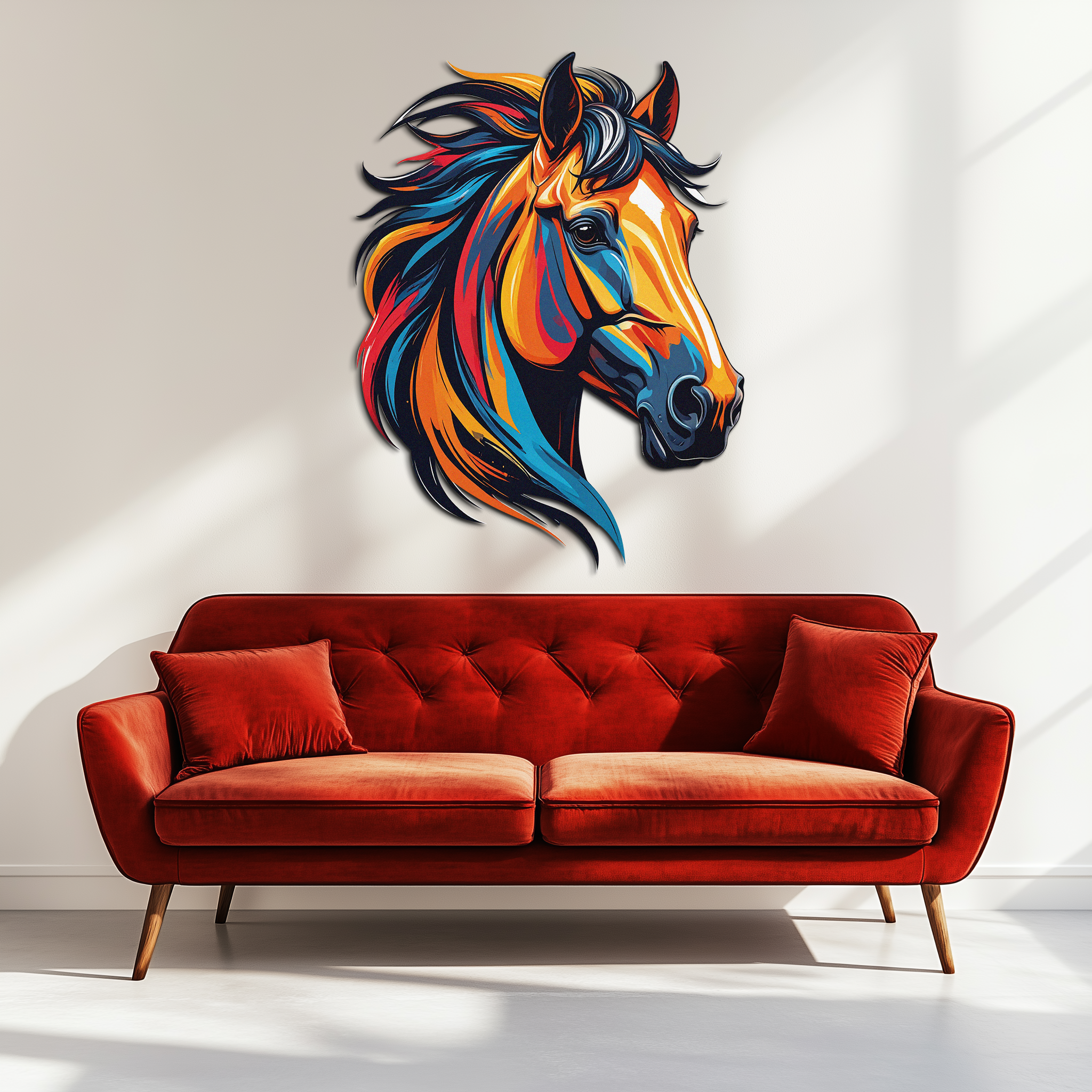 Colorful Horse Head Metal Wall Art – Vibrant UV Printed Decor-KAFUVM015