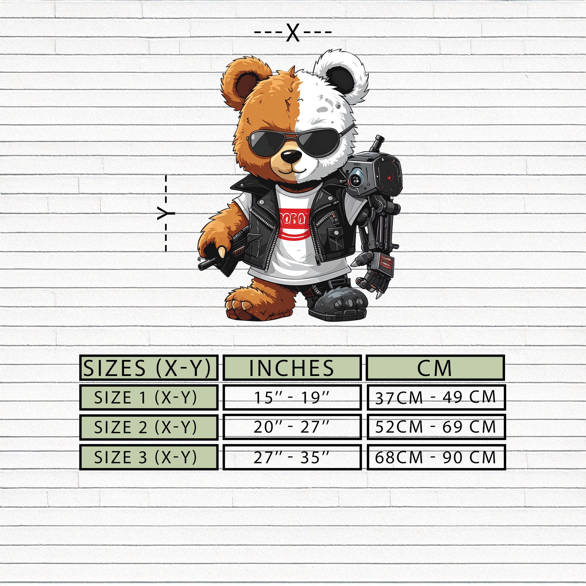 Cyborg Teddy Bear Metal Wall Art – Cool UV Printed Robo Decor-KAFUVM016
