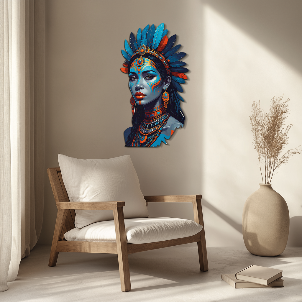 Tribal Blue Goddess Metal Wall Art – Ethnic Spirit Decor-KAFUVM021