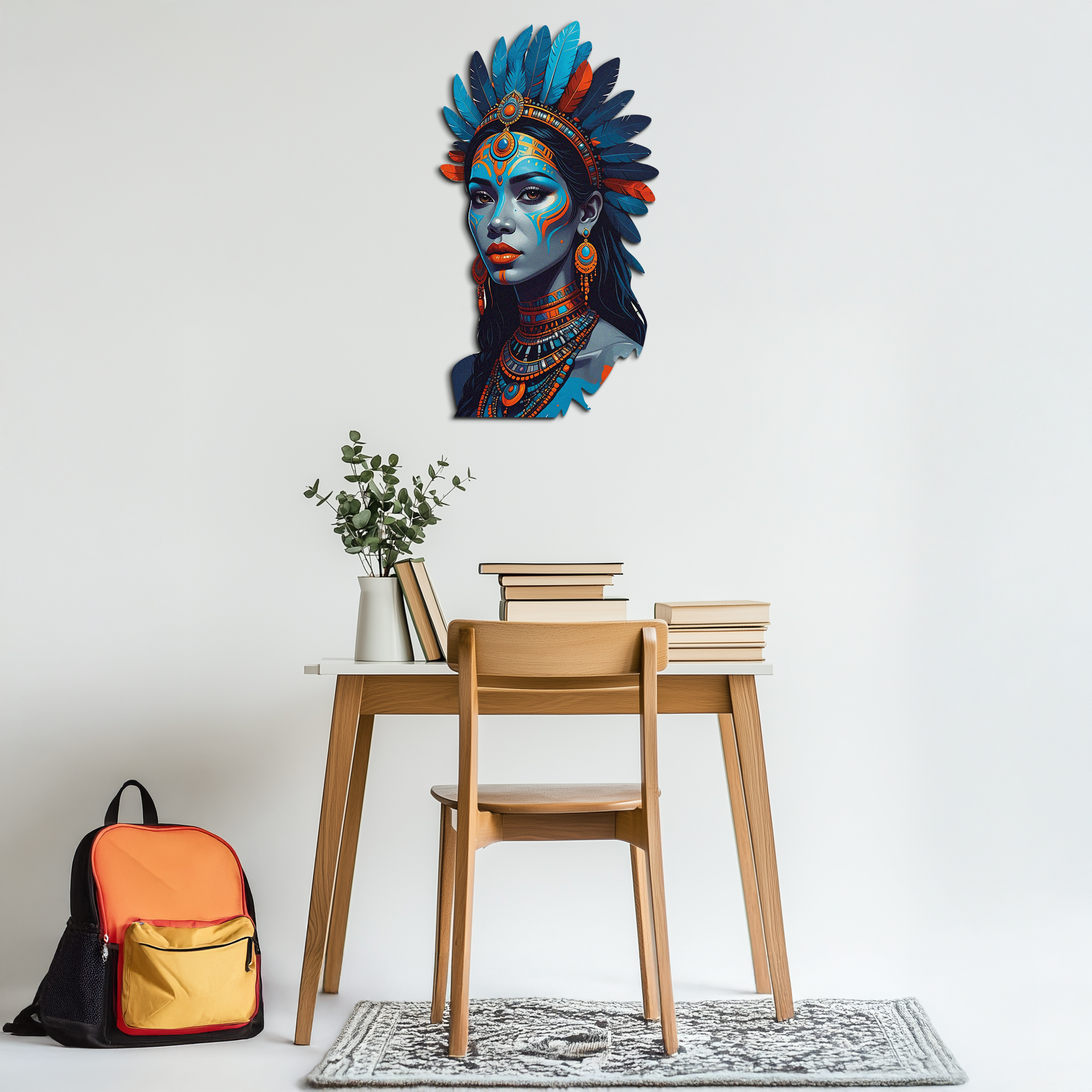Tribal Blue Goddess Metal Wall Art – Ethnic Spirit Decor-KAFUVM021