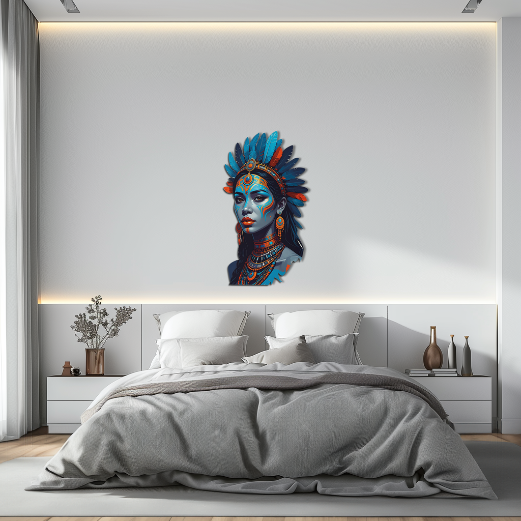 Tribal Blue Goddess Metal Wall Art – Ethnic Spirit Decor-KAFUVM021
