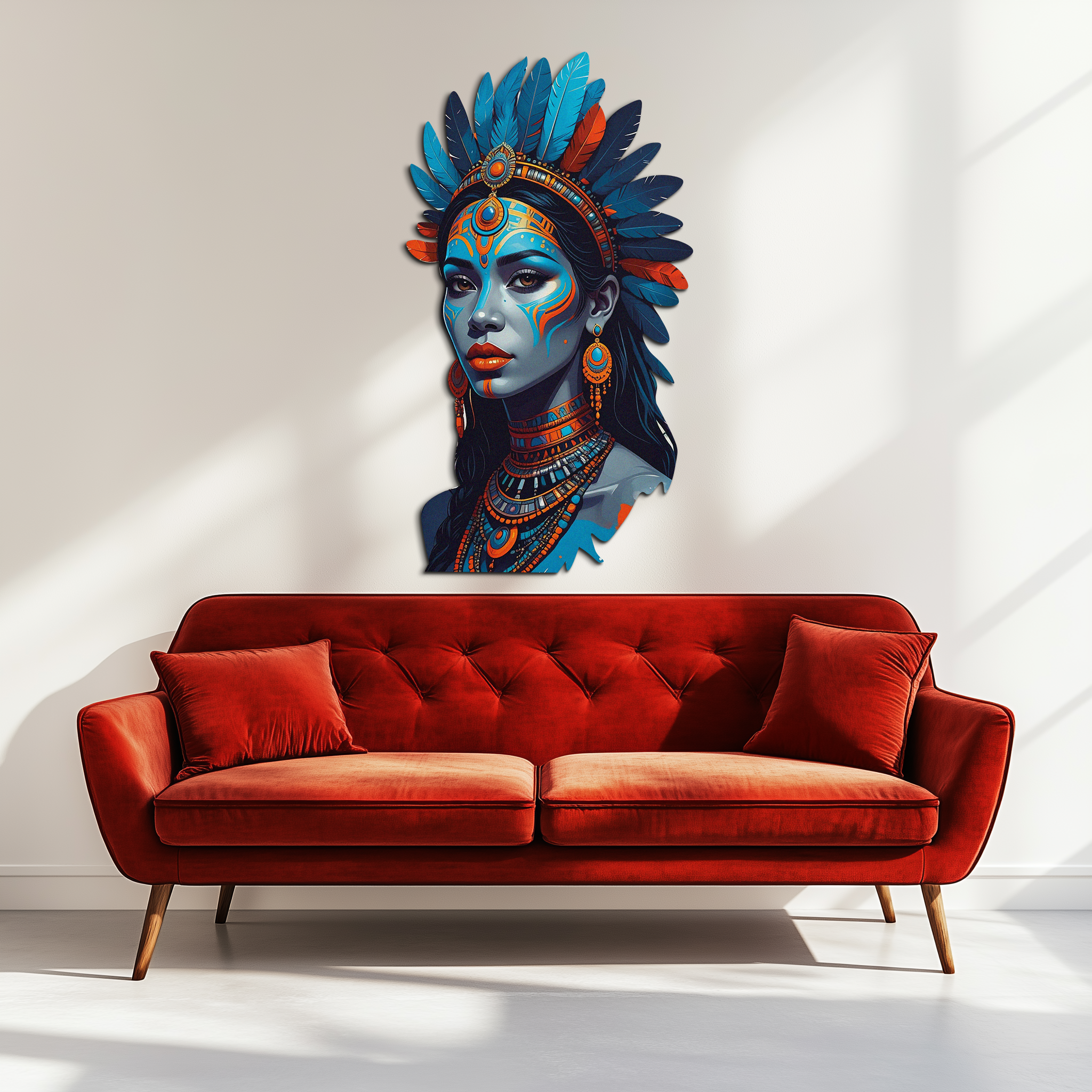 Tribal Blue Goddess Metal Wall Art – Ethnic Spirit Decor-KAFUVM021