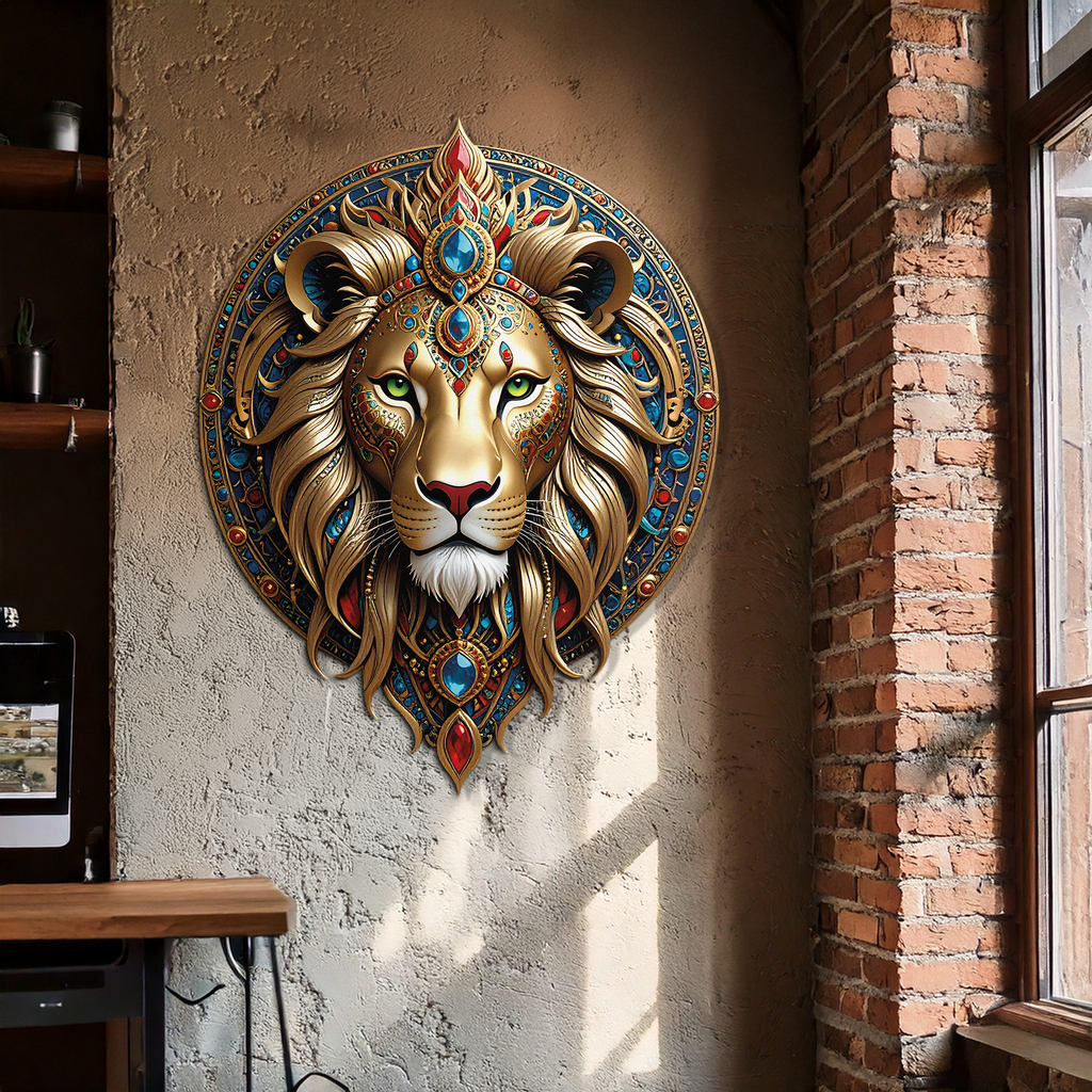 Regal Lion Mandala Wall Art – Royal Jungle Vibes Decor-KAFUVM026