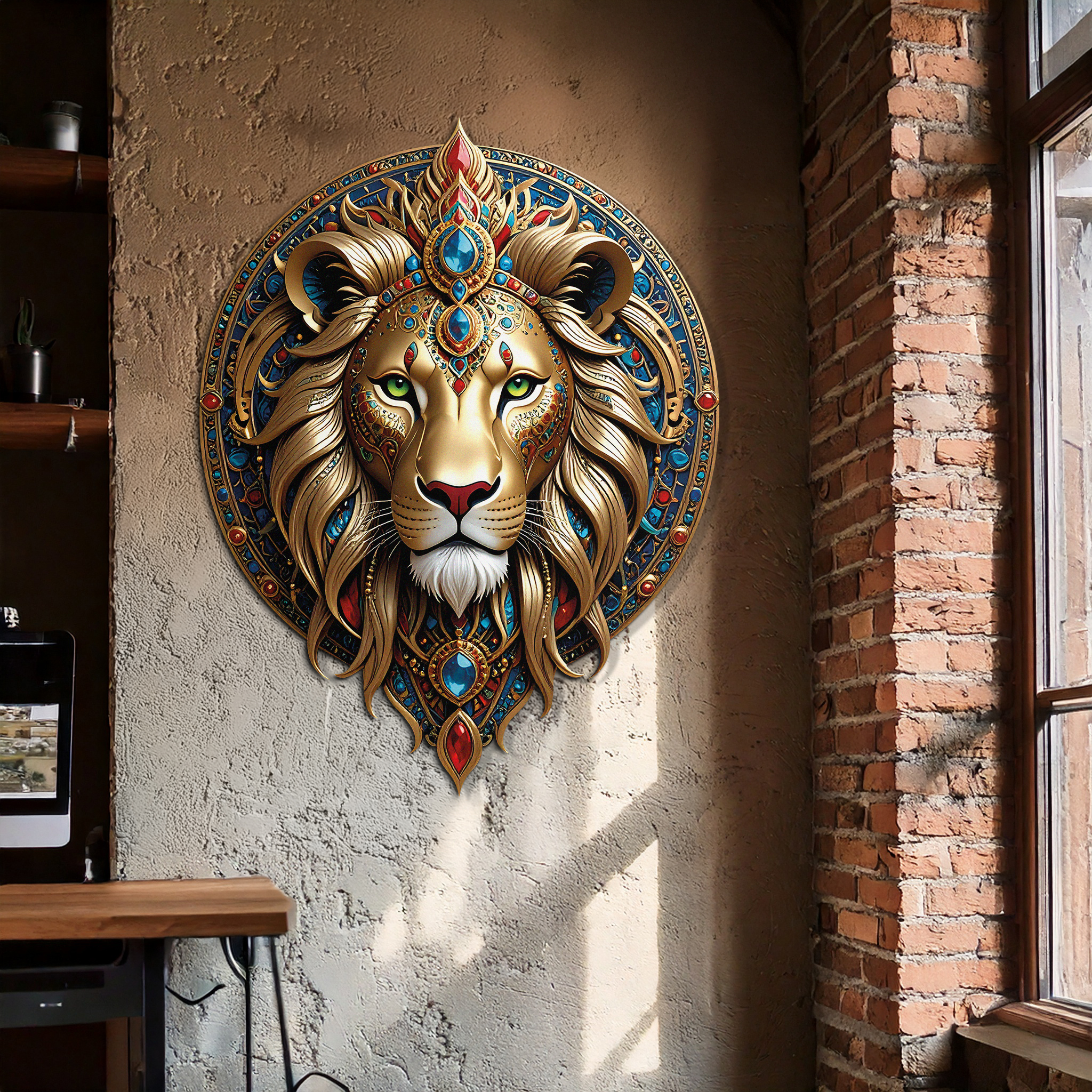 Regal Lion Mandala Wall Art – Royal Jungle Vibes Decor-KAFUVM026