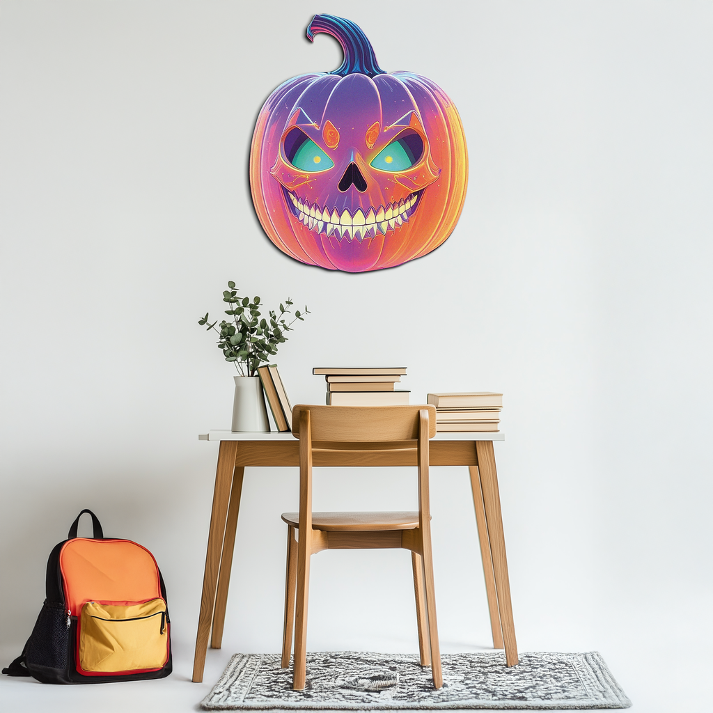 Pumpkin Metal Wall Art – Halloween Jack-o'-Lantern Decor-KAFUVM027