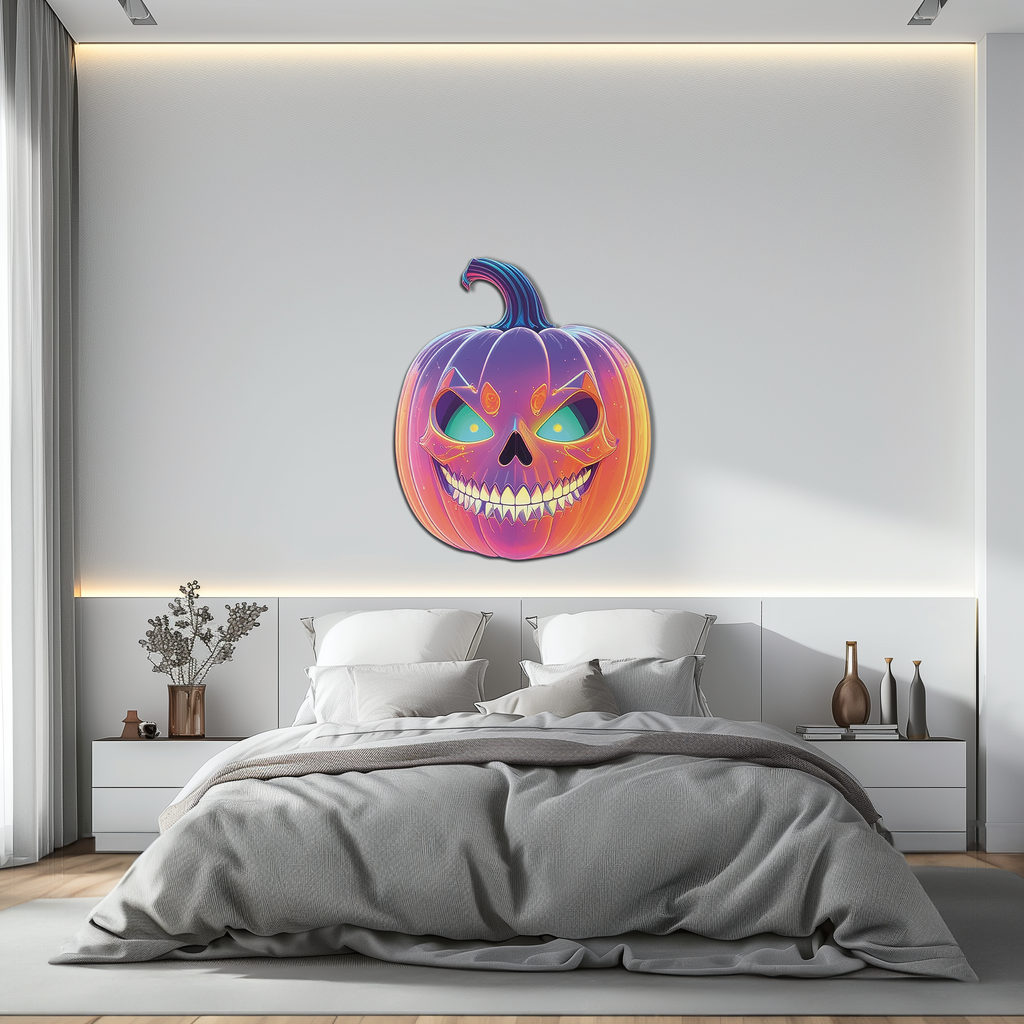 Pumpkin Metal Wall Art – Halloween Jack-o'-Lantern Decor-KAFUVM027