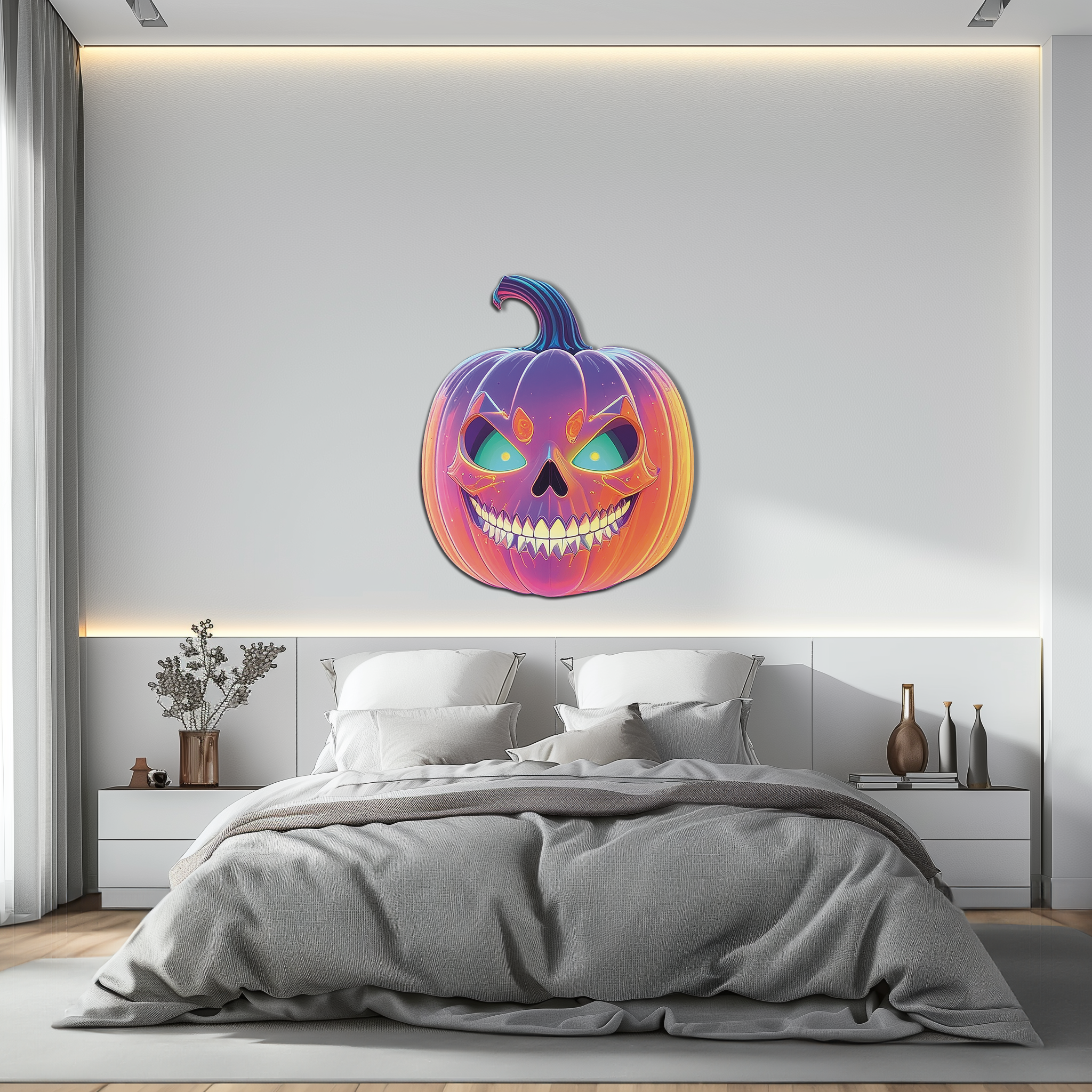 Pumpkin Metal Wall Art – Halloween Jack-o'-Lantern Decor-KAFUVM027