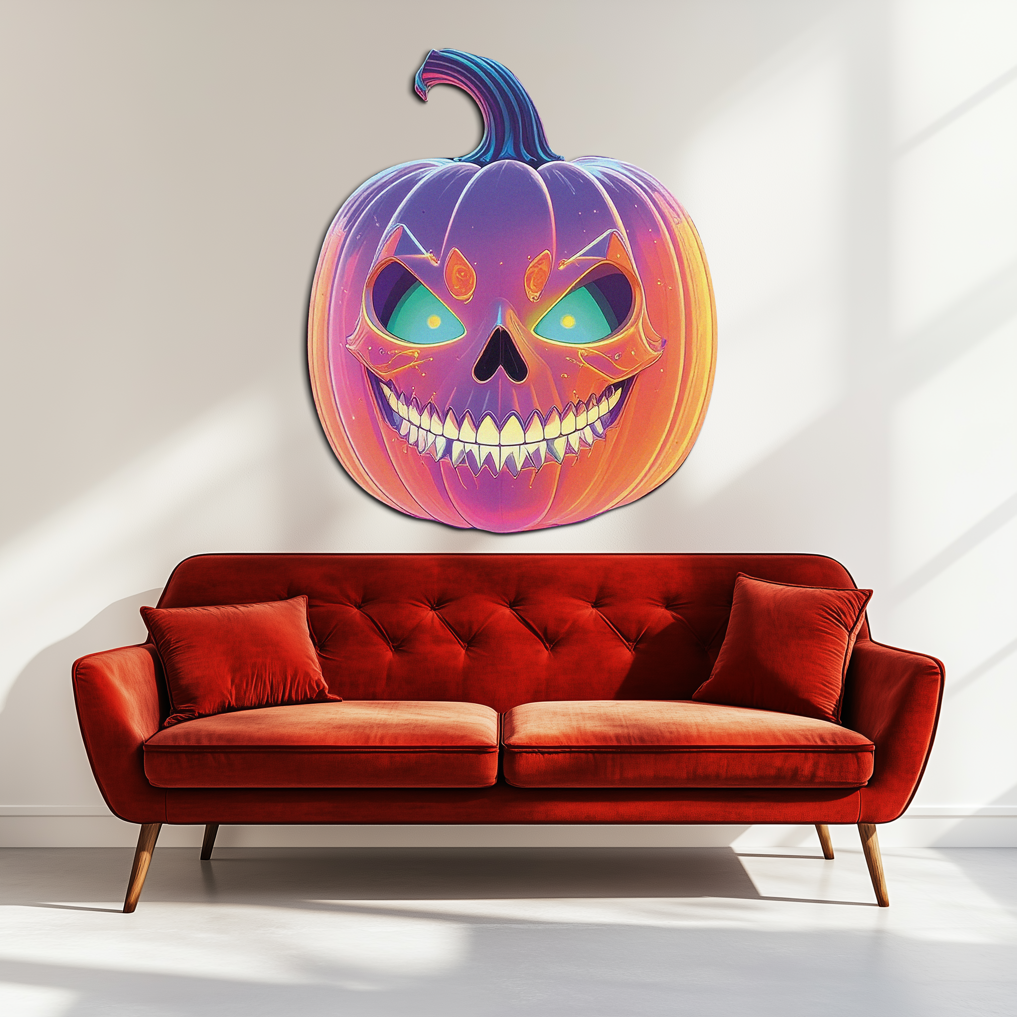 Pumpkin Metal Wall Art – Halloween Jack-o'-Lantern Decor-KAFUVM027