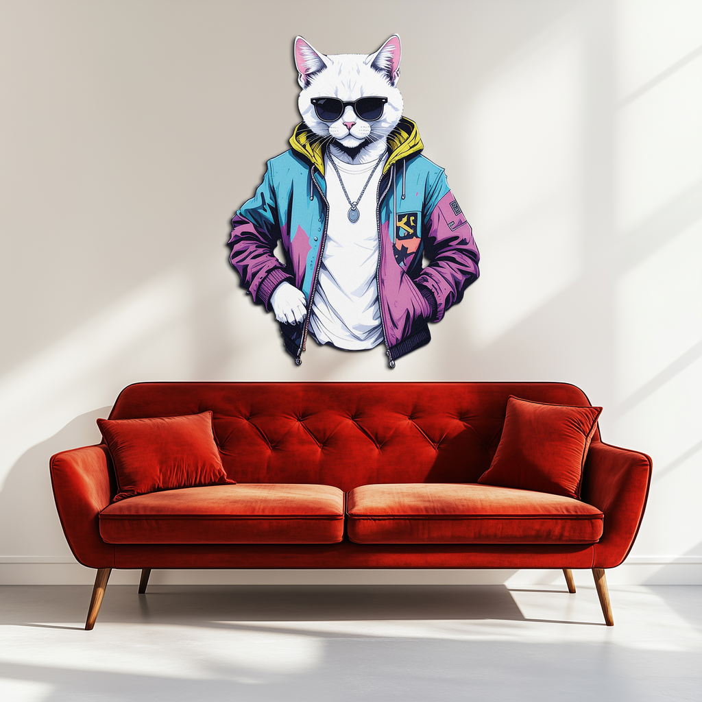 Street Style Cat Metal Wall Art – Cool Urban Decor-KAFUVM028