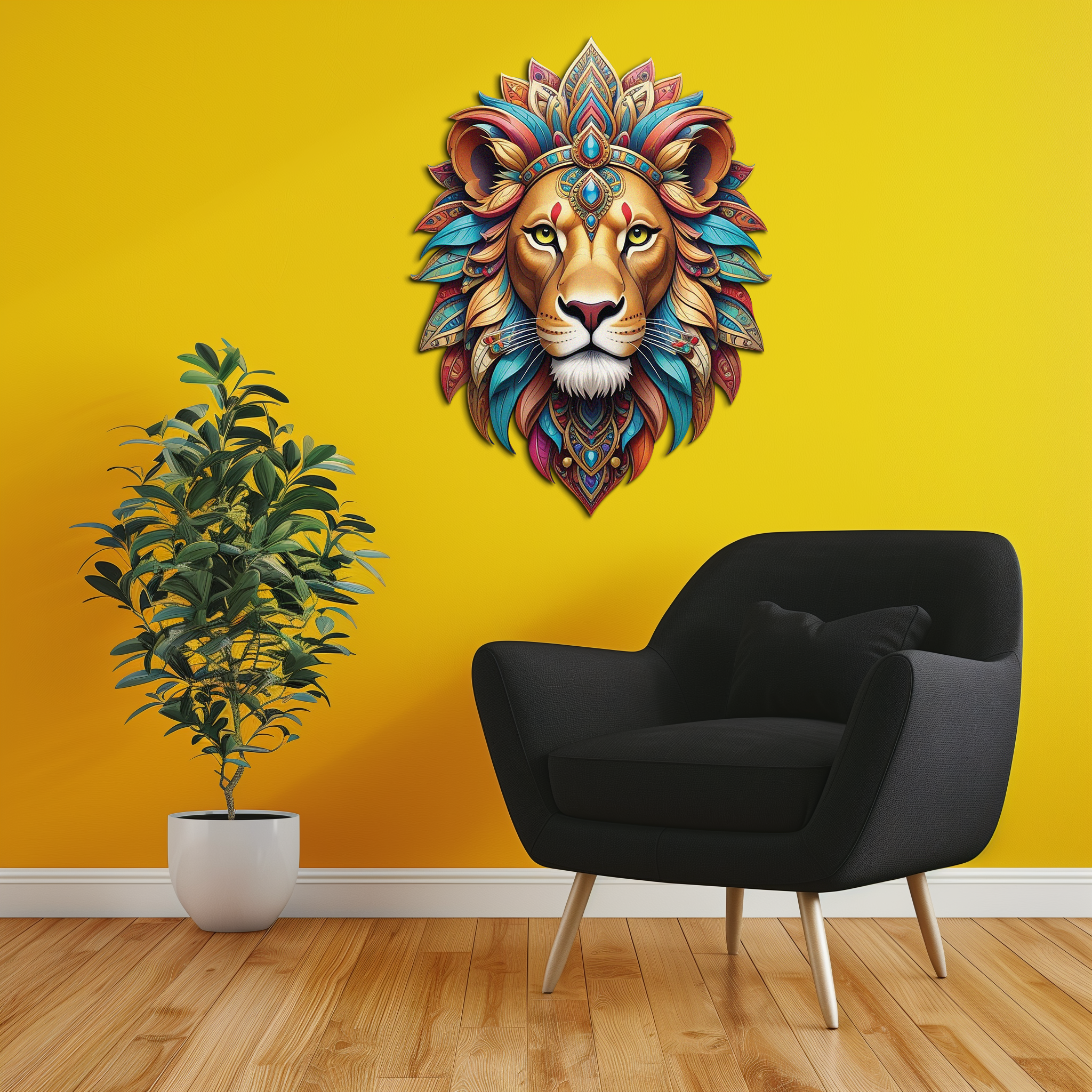 Regal Lion Metal Wall Art – Tribal Vibes, Fierce Style-KAFUVM029