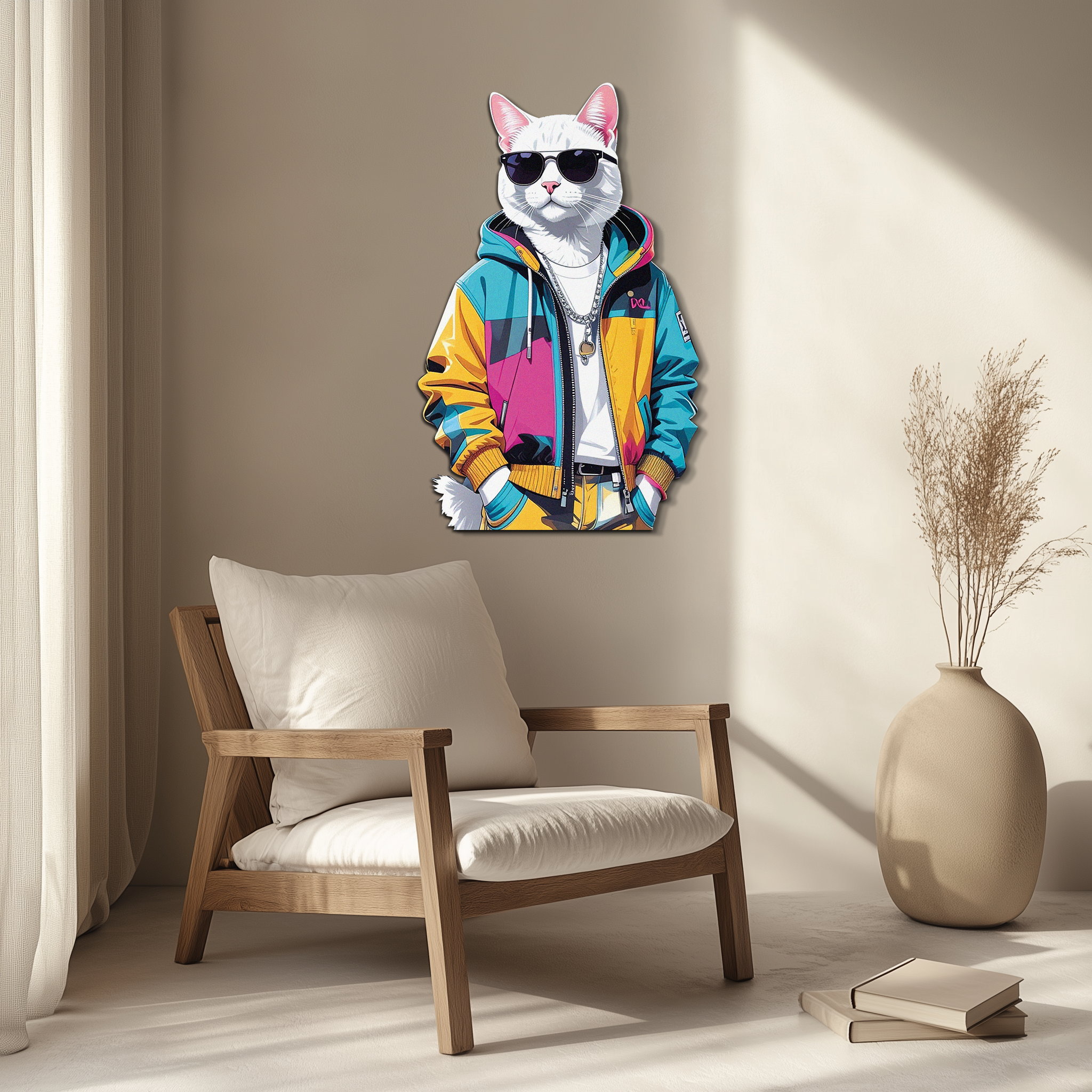 Cool Cat Metal Wall Art – Urban Street Style Decor-KAFUVM033