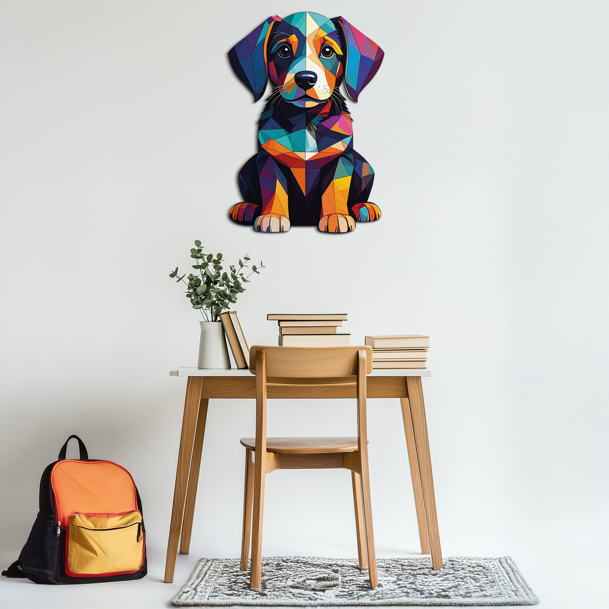 Colorful Geometric Dog Metal Wall Art – Bold Puppy Decor-KAFUVM038