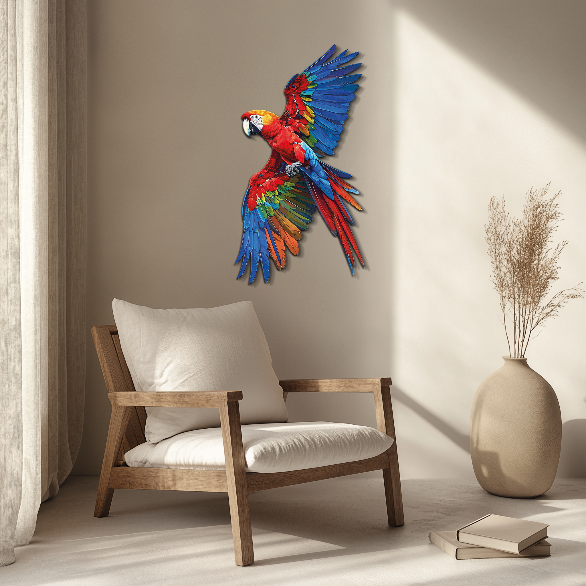 Colorful Parrot Metal Wall Art – Tropical Bird Decor-KAFUVM041