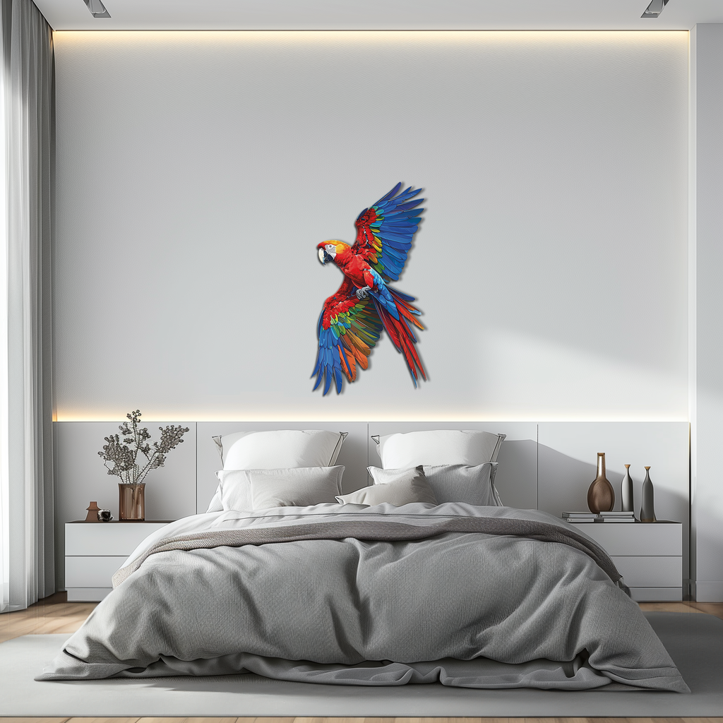Colorful Parrot Metal Wall Art – Tropical Bird Decor-KAFUVM041