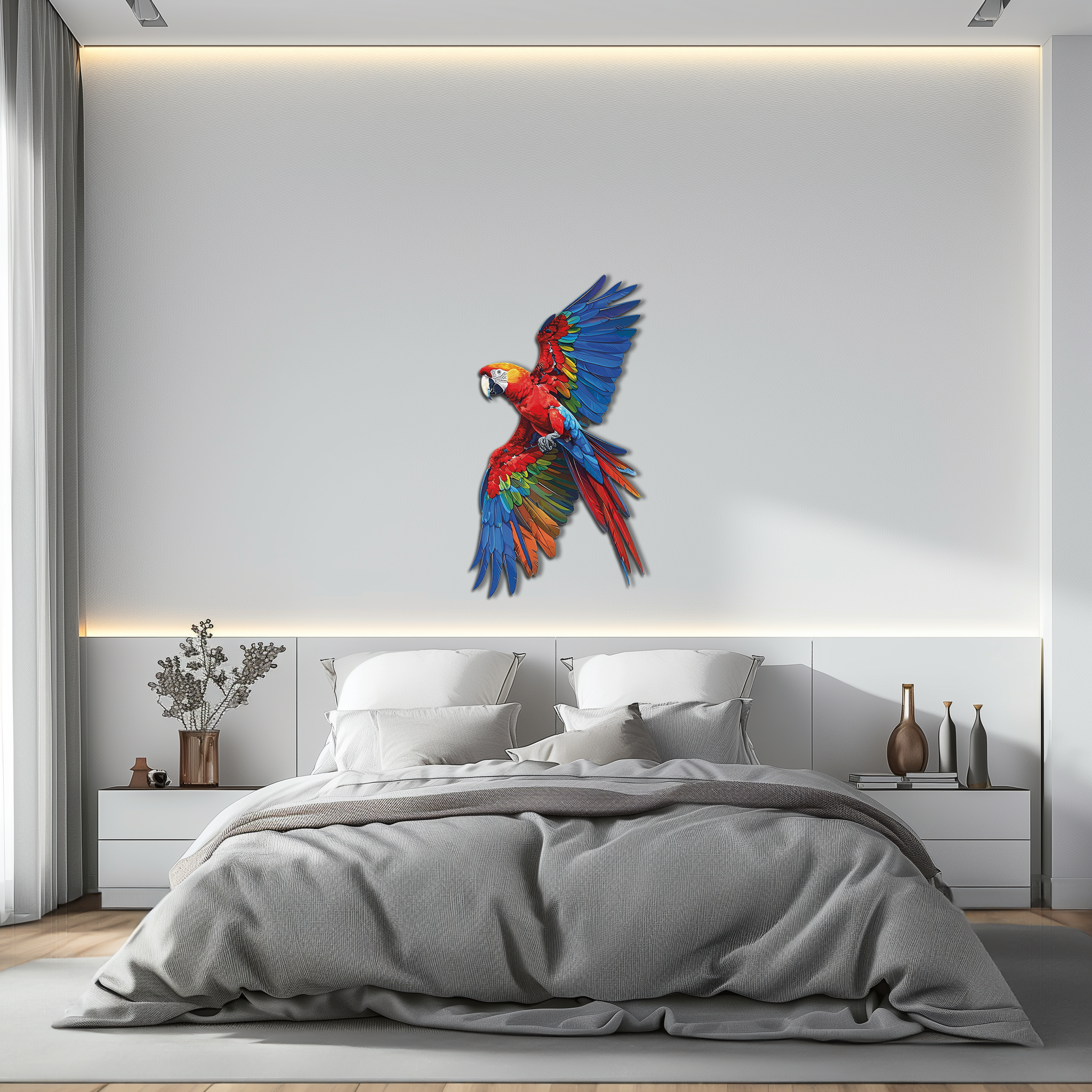 Colorful Parrot Metal Wall Art – Tropical Bird Decor-KAFUVM041