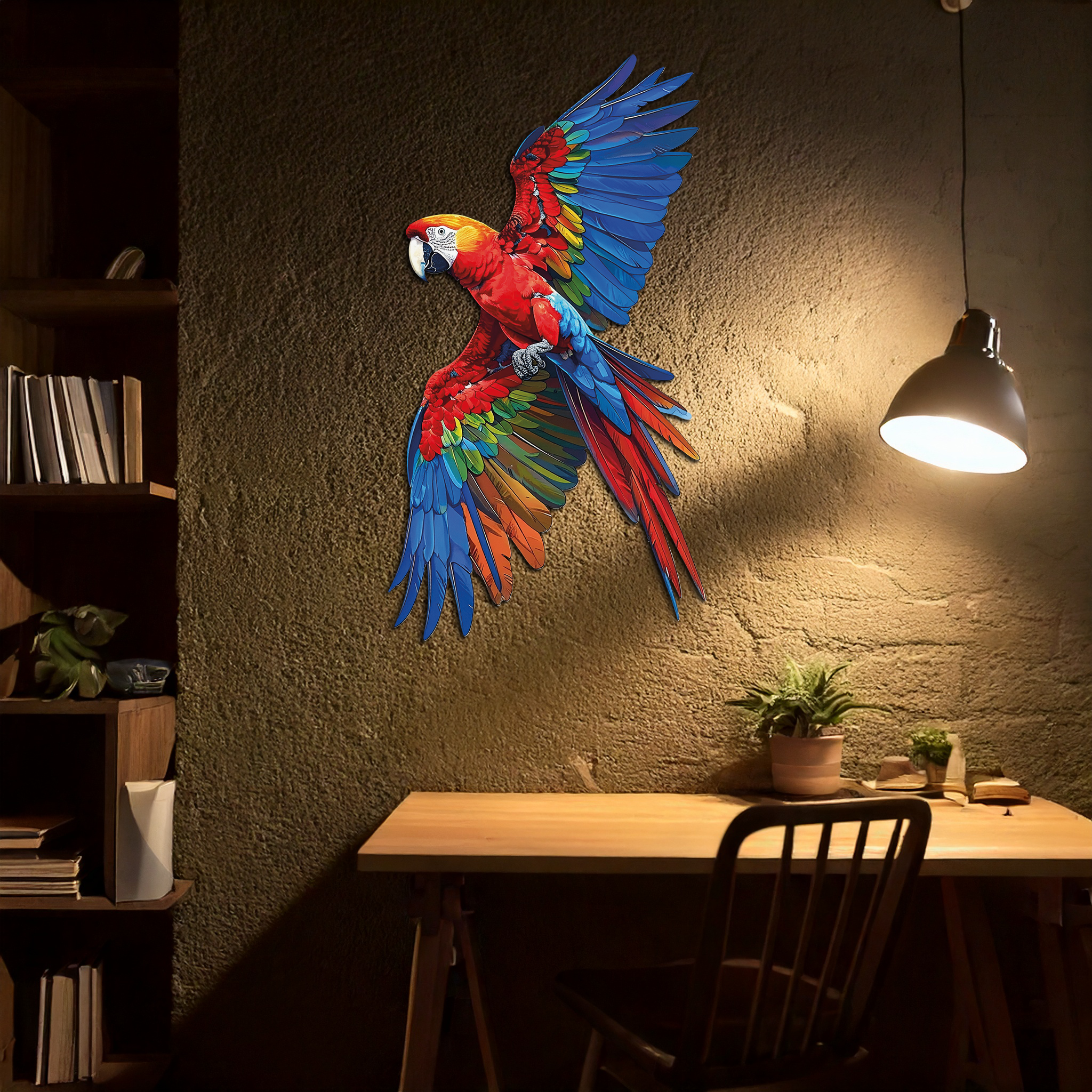 Colorful Parrot Metal Wall Art – Tropical Bird Decor-KAFUVM041