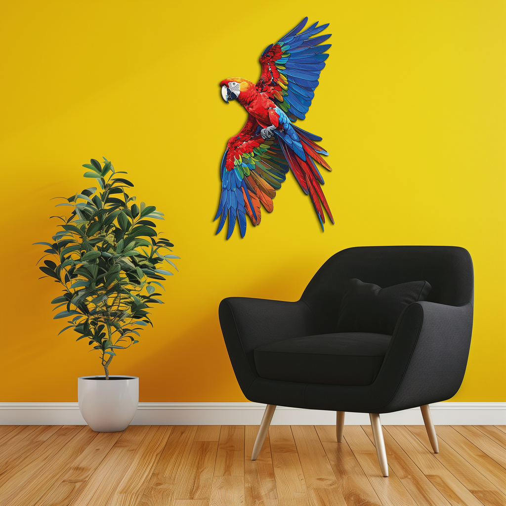 Colorful Parrot Metal Wall Art – Tropical Bird Decor-KAFUVM041