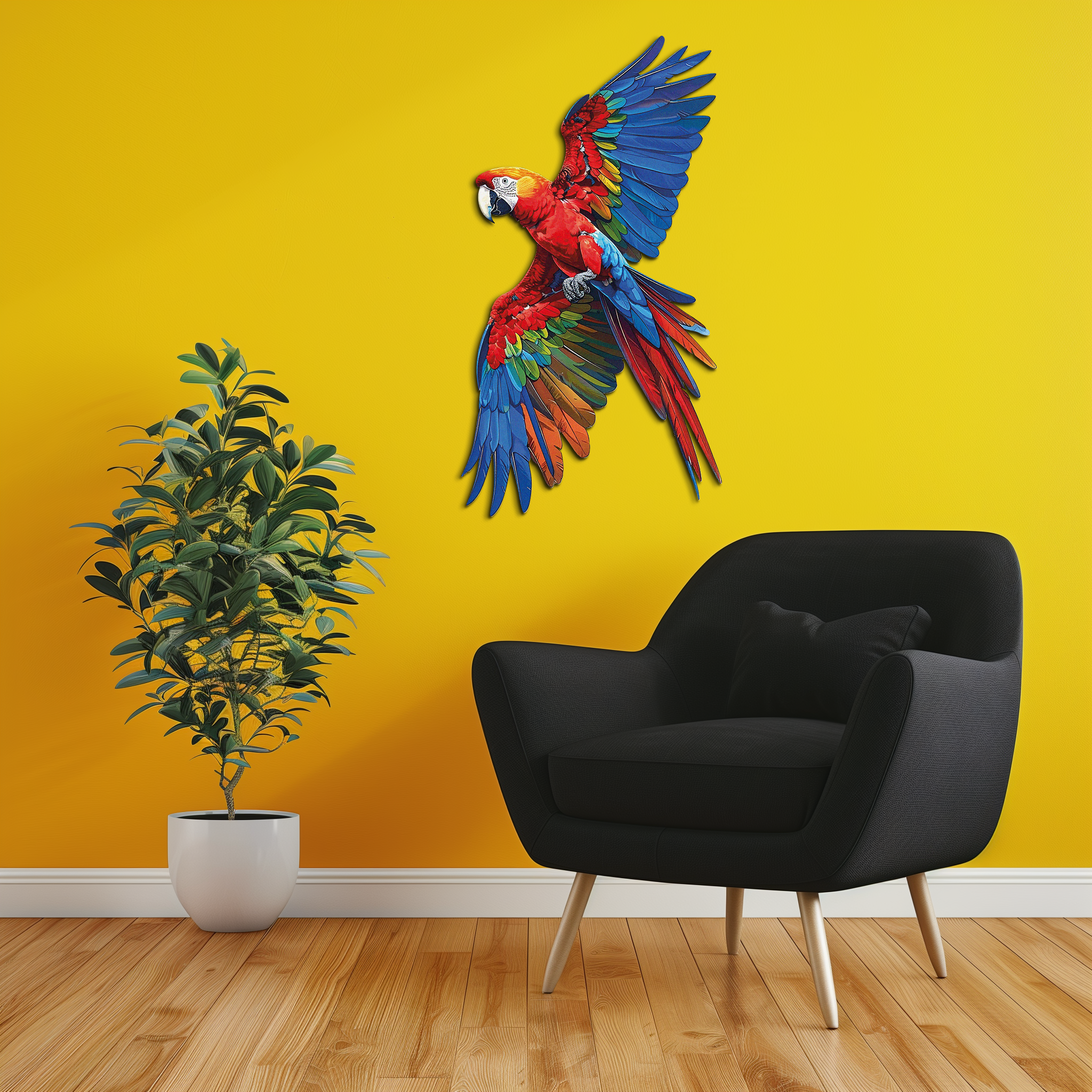 Colorful Parrot Metal Wall Art – Tropical Bird Decor-KAFUVM041