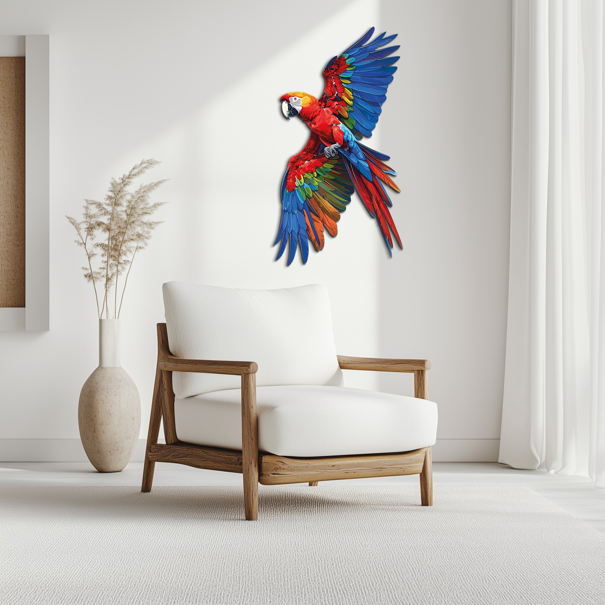 Colorful Parrot Metal Wall Art – Tropical Bird Decor-KAFUVM041
