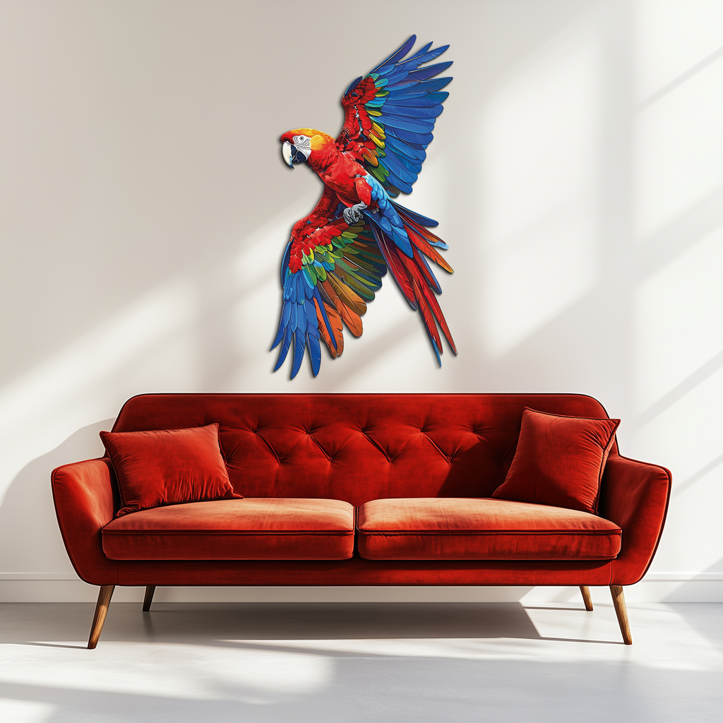 Colorful Parrot Metal Wall Art – Tropical Bird Decor-KAFUVM041