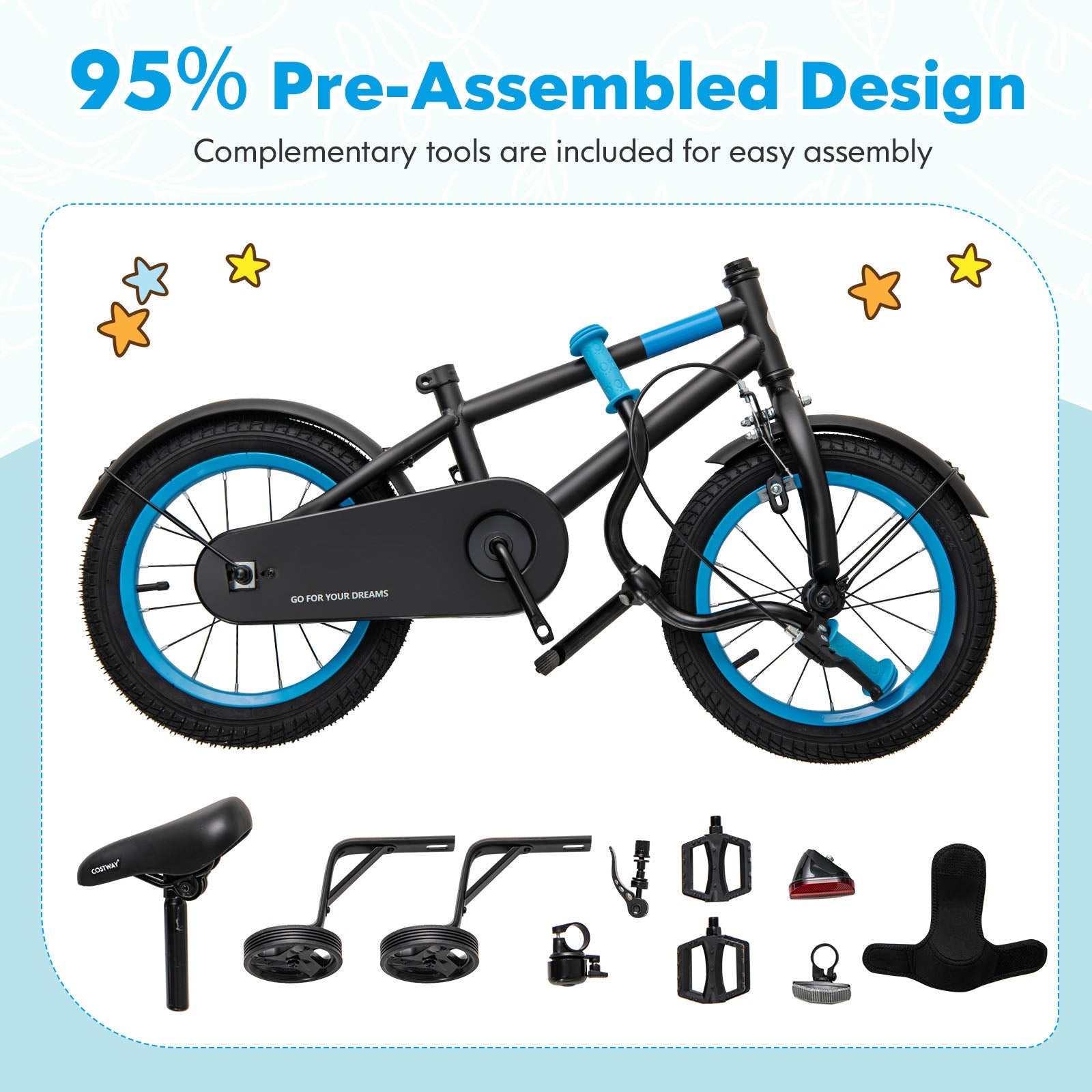 Kids Bike with Adjustable Handlebar and Saddle Black-16 inches