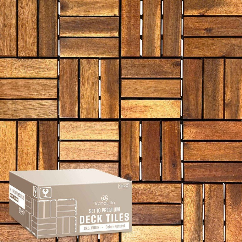 Tranquillo Solid Wood Premium Deck Tiles set 10 for Stylish Outdoor Spaces
