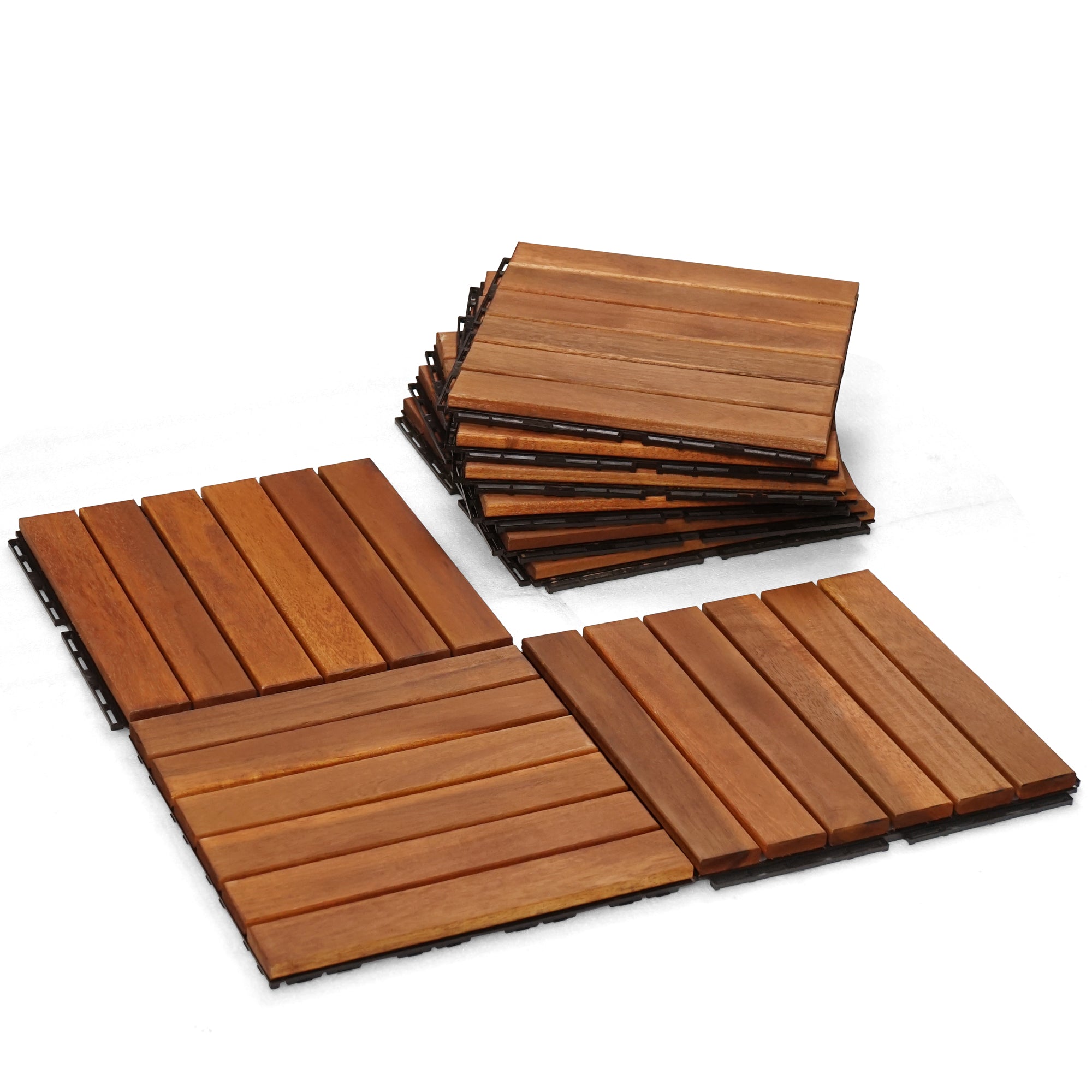 Tranquillo Acacia Deck Tiles 6 Slat Interlocking Decking Tiles set 9 – Indoor & Outdoor Flooring