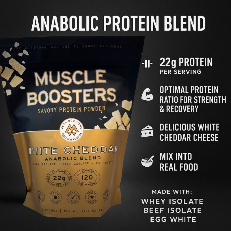 Muscle Boosters White Cheddar - Organic Grass-Fed Whey Protein Isolate Blend: 15-Serving Bag