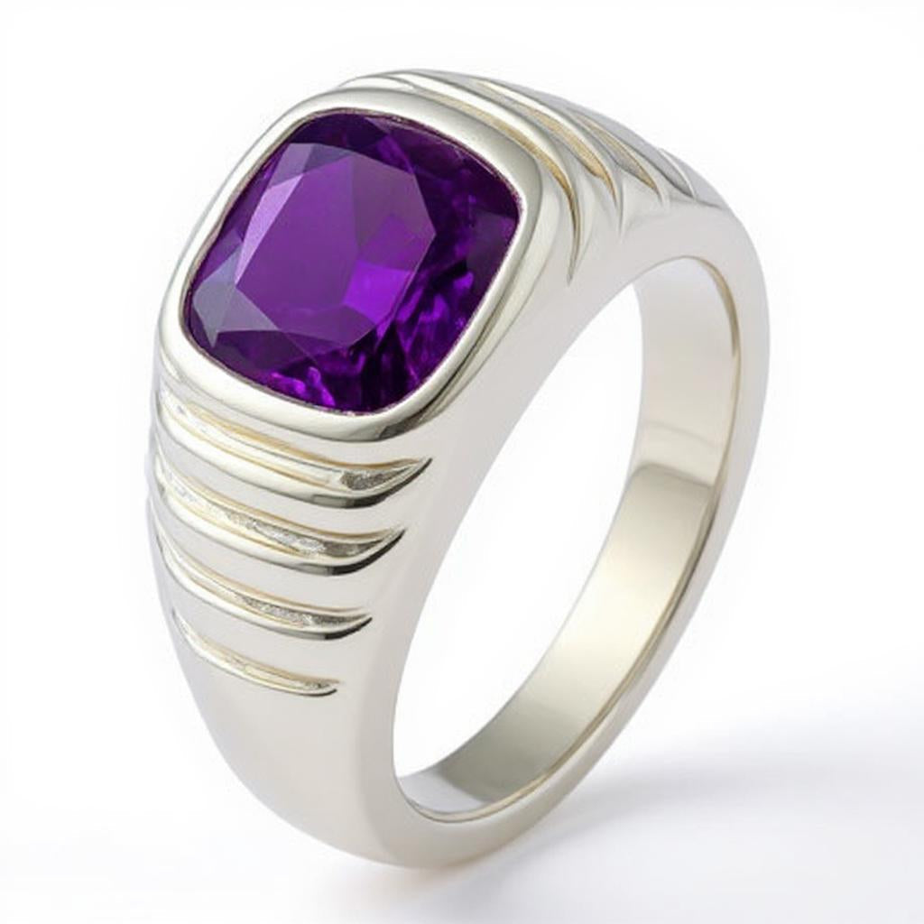 "Never Forgotten" Cushion Cut Cremation Ring (For Men) 12x10mm