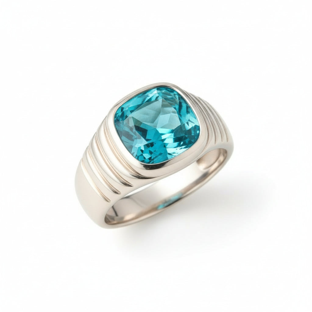 "Never Forgotten" Cushion Cut Cremation Ring (For Men) 12x10mm