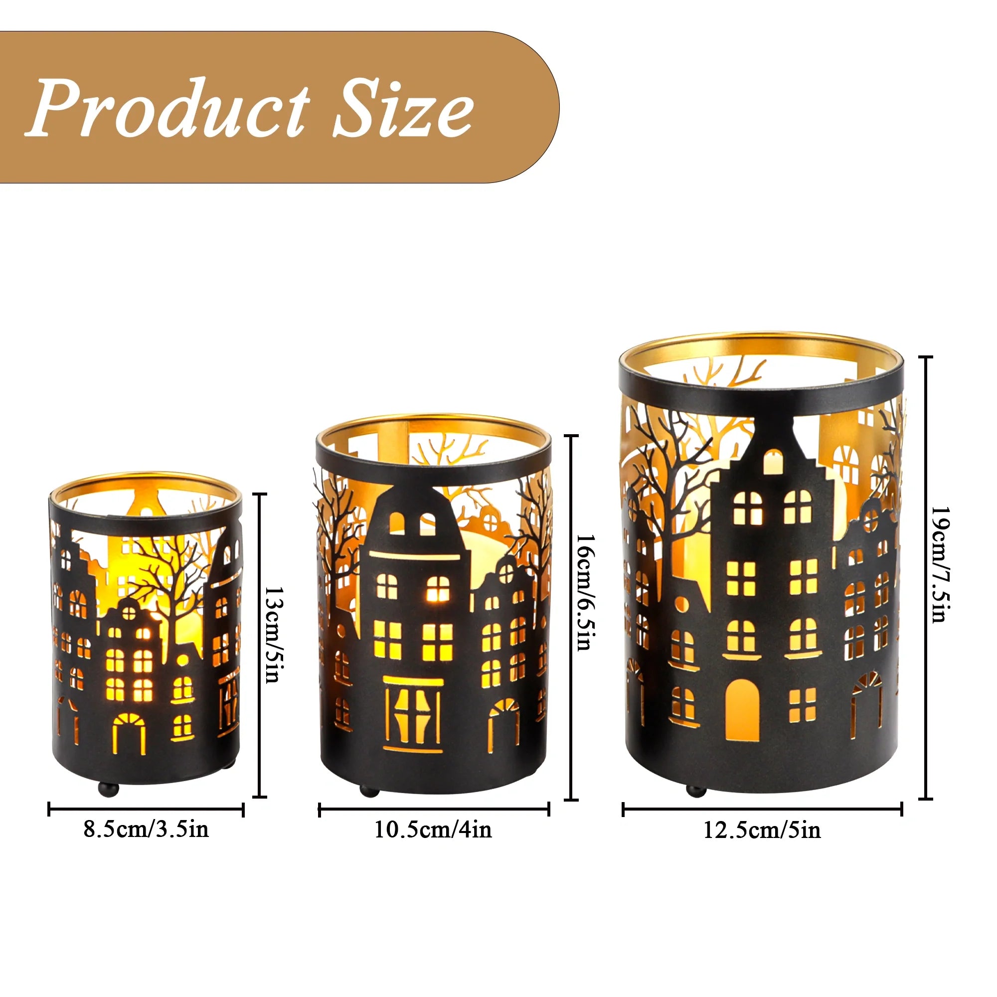 7" H Etched Metal Candle Holder Christmas Decorations