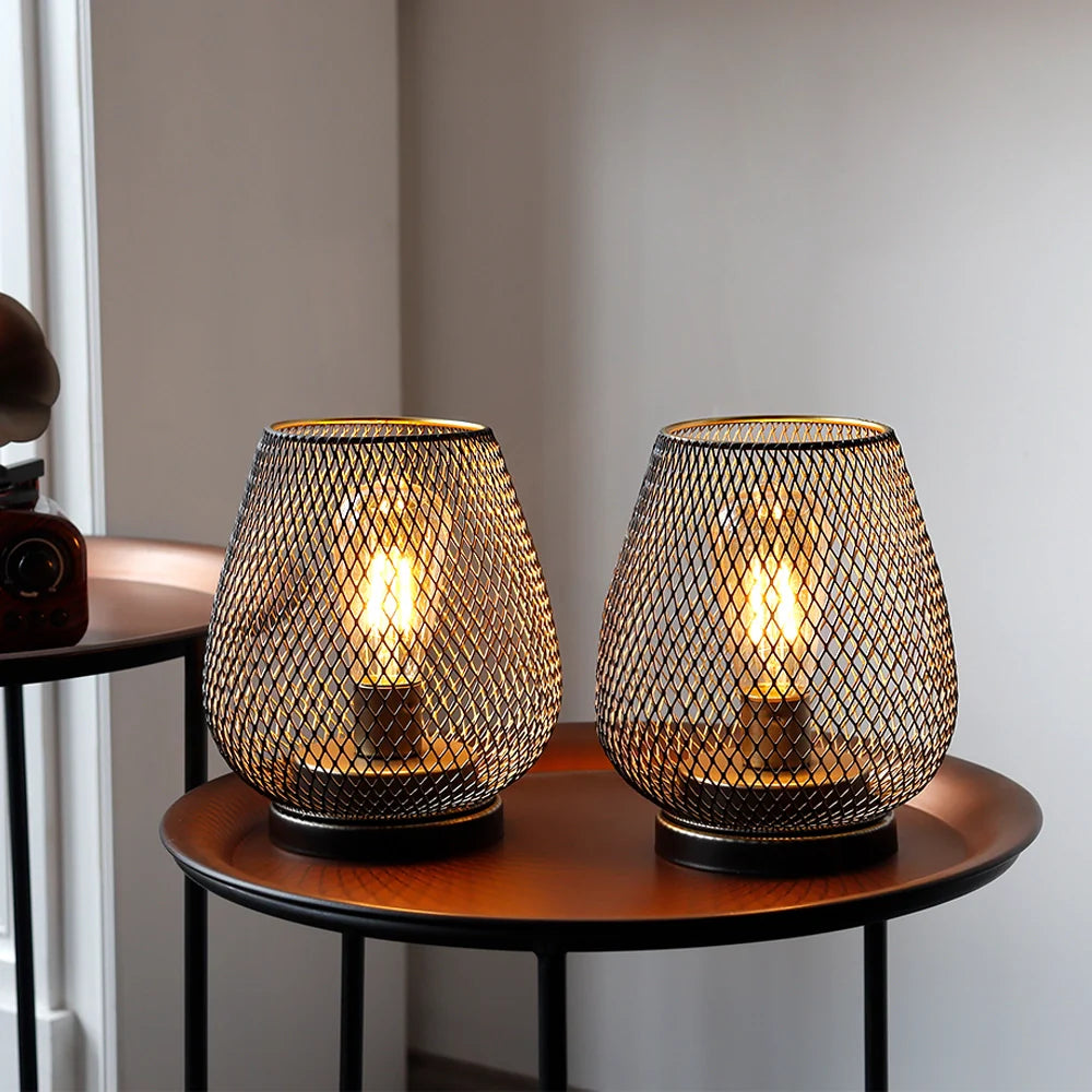 Set of 2- 6.5''H Metal Table Lamps (Brown)