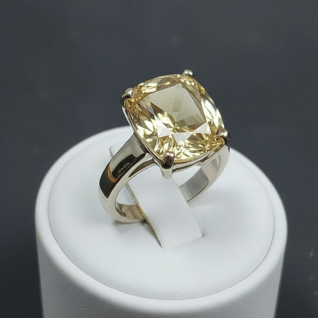 "Never Forgotten" Cushion Cut Cremation Ring Large 12x10mm